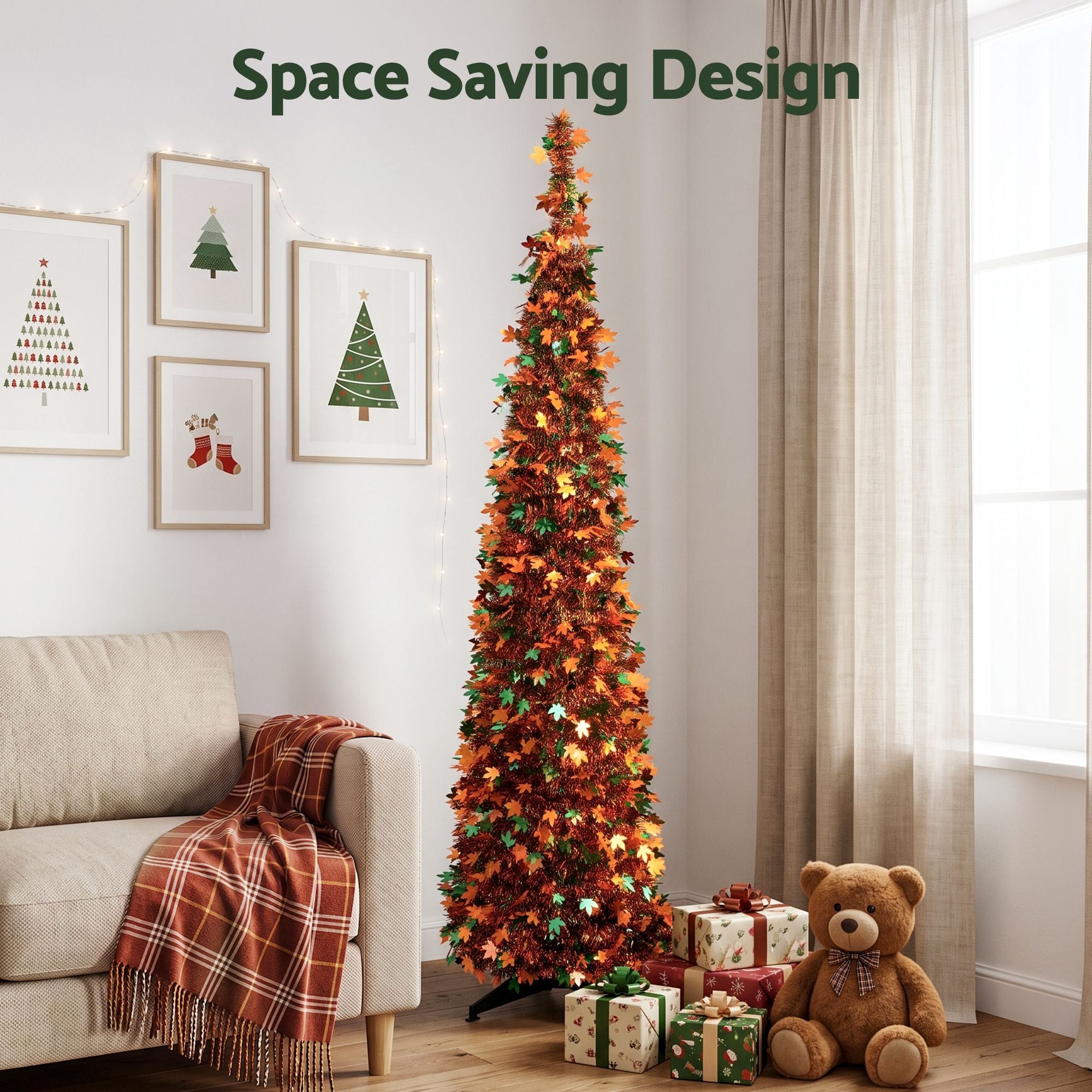 160cm Pop Up Christmas Tree Artificial Christmas Tree Golden Maple Leaf