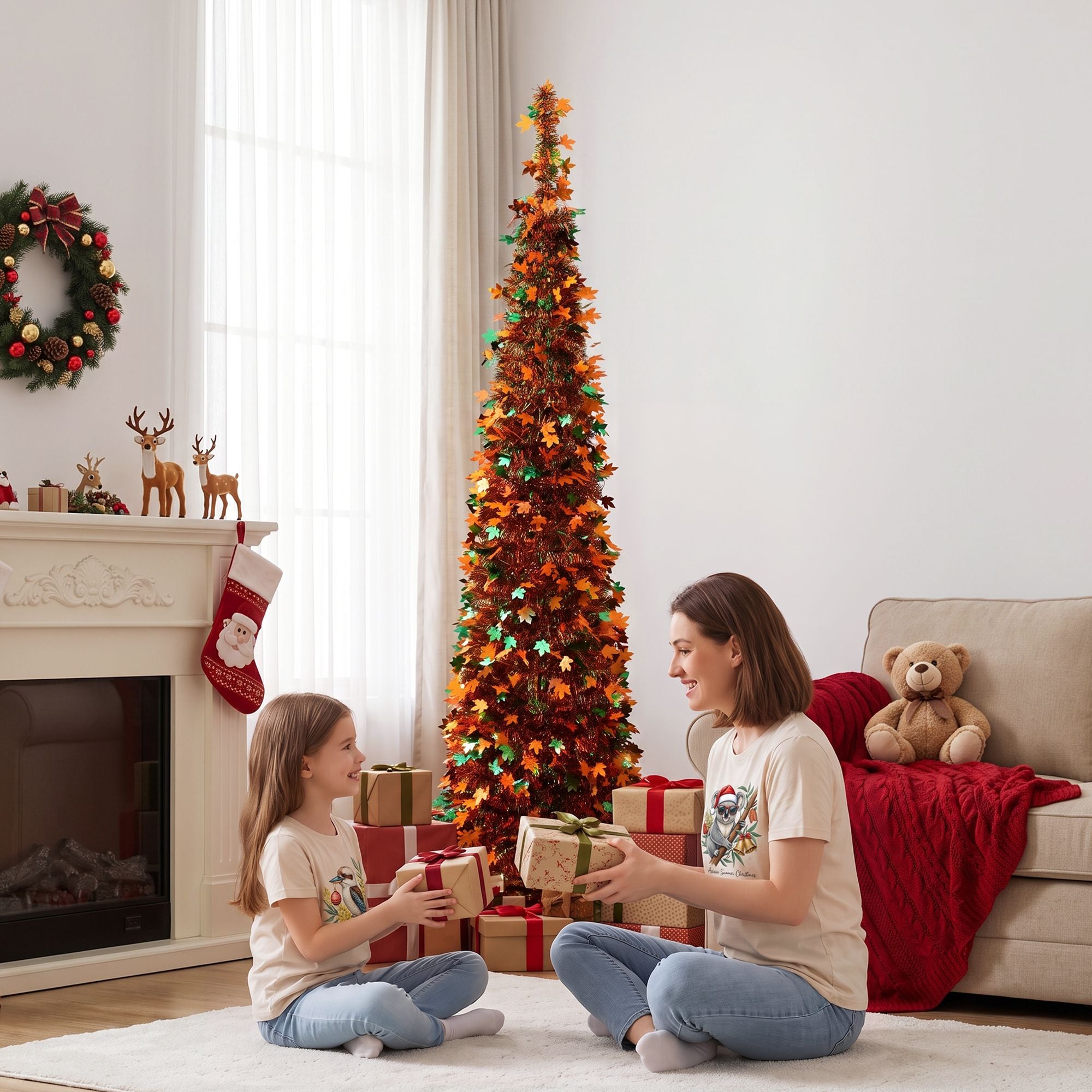 160cm Pop Up Christmas Tree Artificial Christmas Tree Golden Maple Leaf