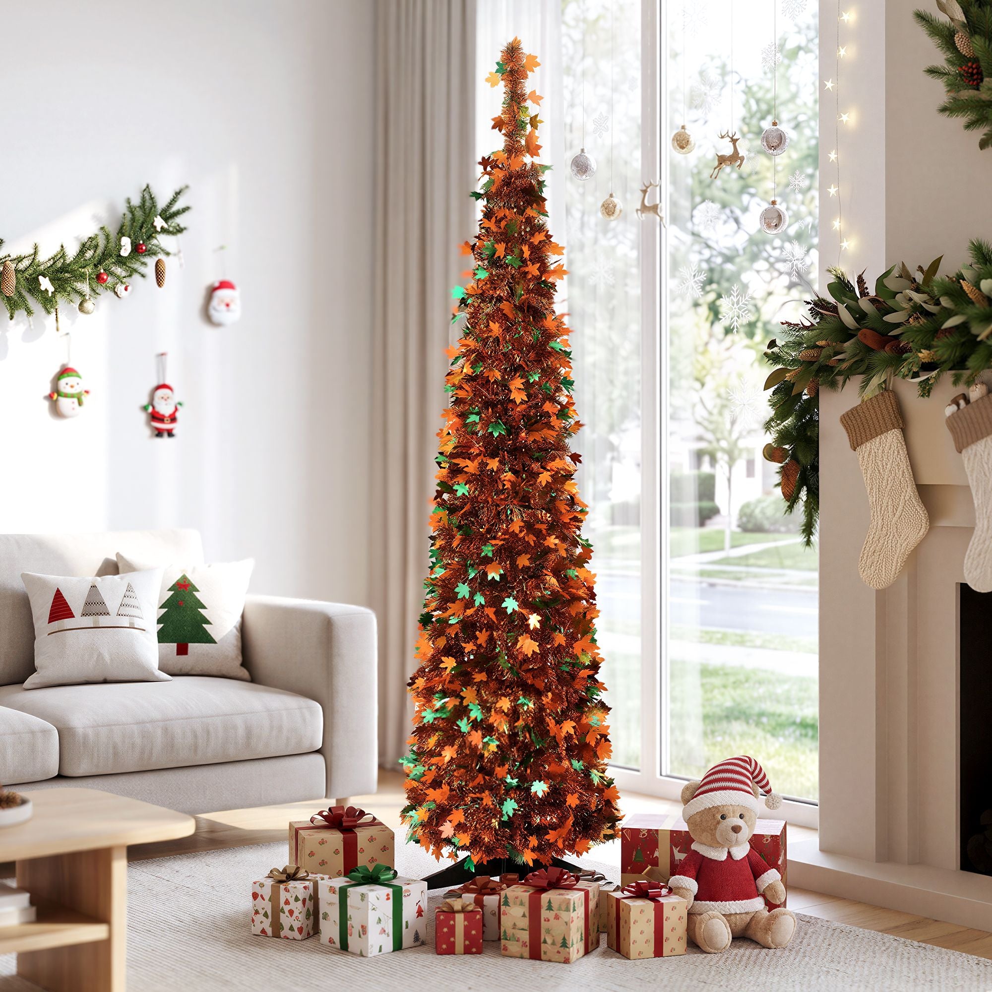 160cm Pop Up Christmas Tree Artificial Christmas Tree Golden Maple Leaf