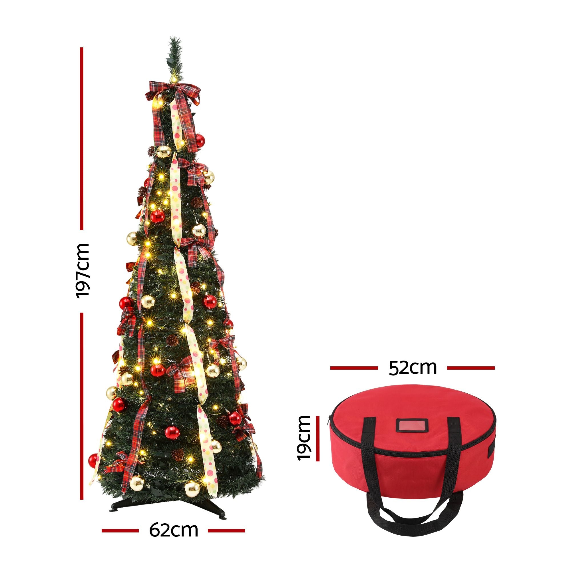 Pop Up Christmas Tree Pre Decorated Artificial Christmas Tree 197cm