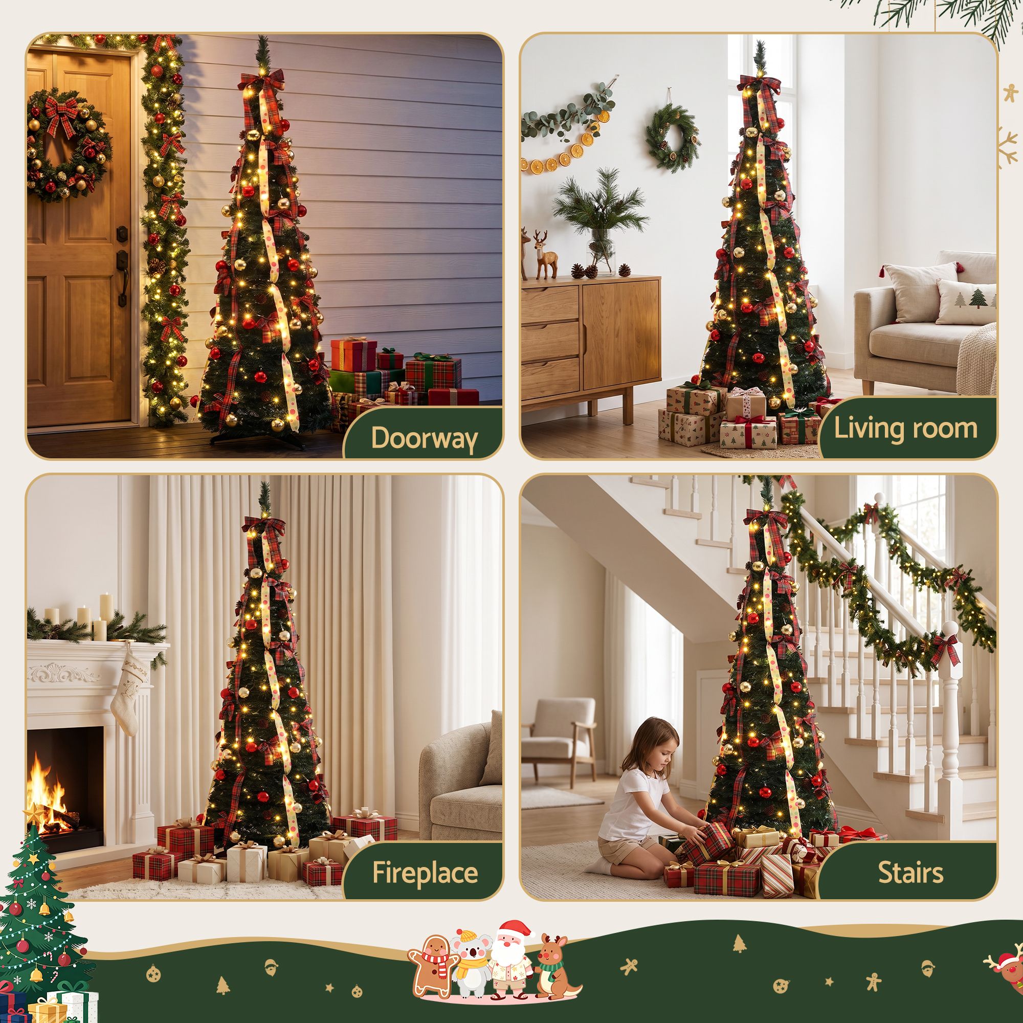 Pop Up Christmas Tree Pre Decorated Artificial Christmas Tree 197cm
