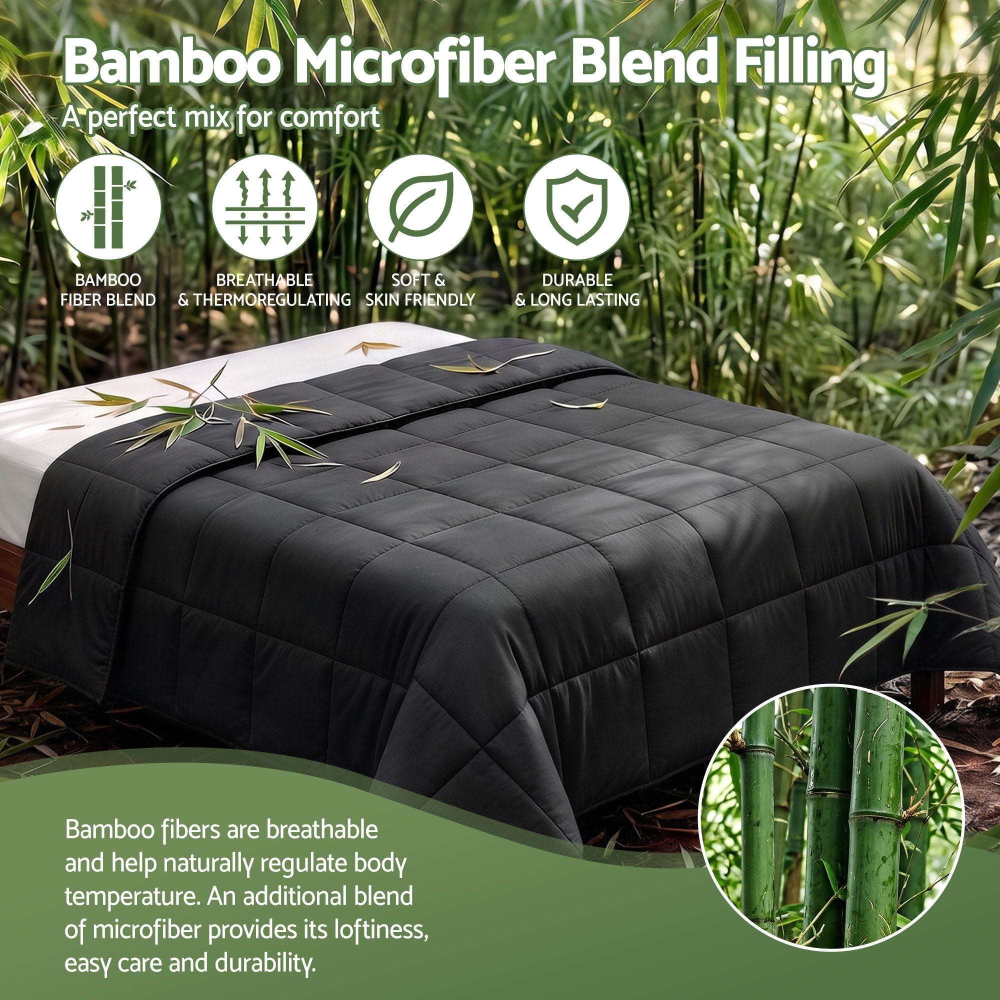 200GSM Bamboo Microfibre Double Quilt Lightweight All Season Doona Duvet