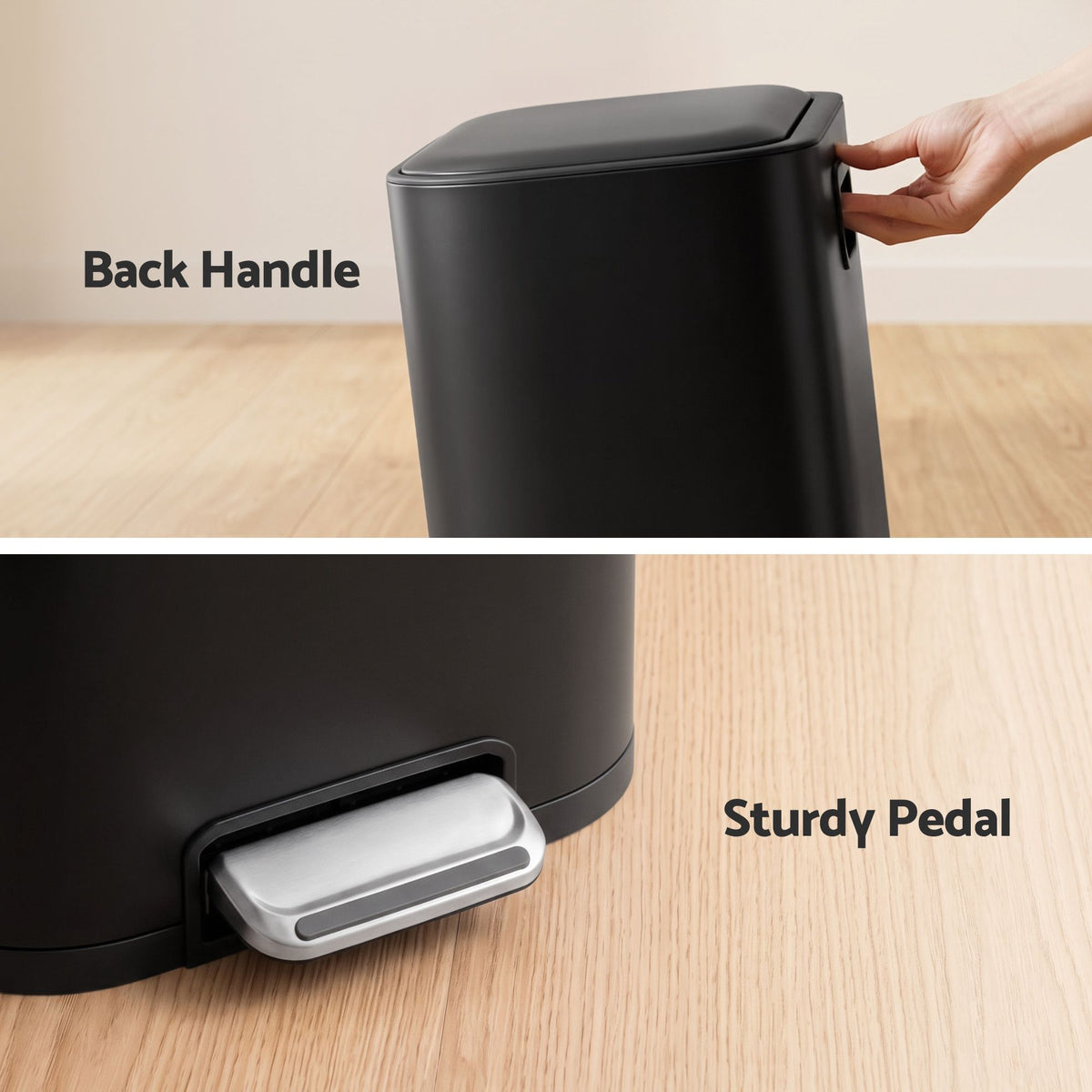 20L Steel Pedal Trash Bin with Soft Close Lid - Black