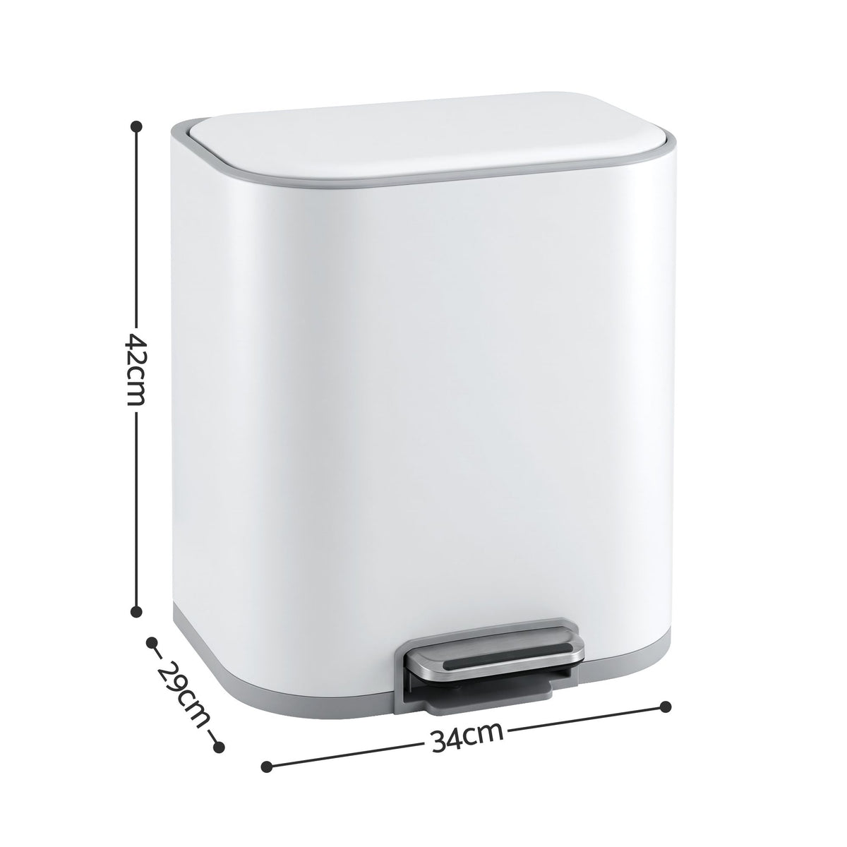 20L Steel Pedal Trash Bin with Soft Close Lid - White
