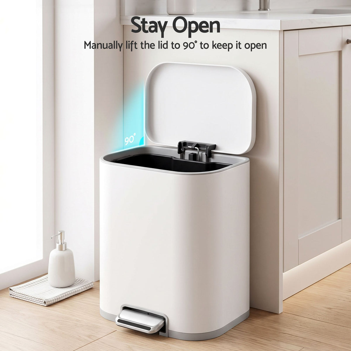 20L Steel Pedal Trash Bin with Soft Close Lid - White