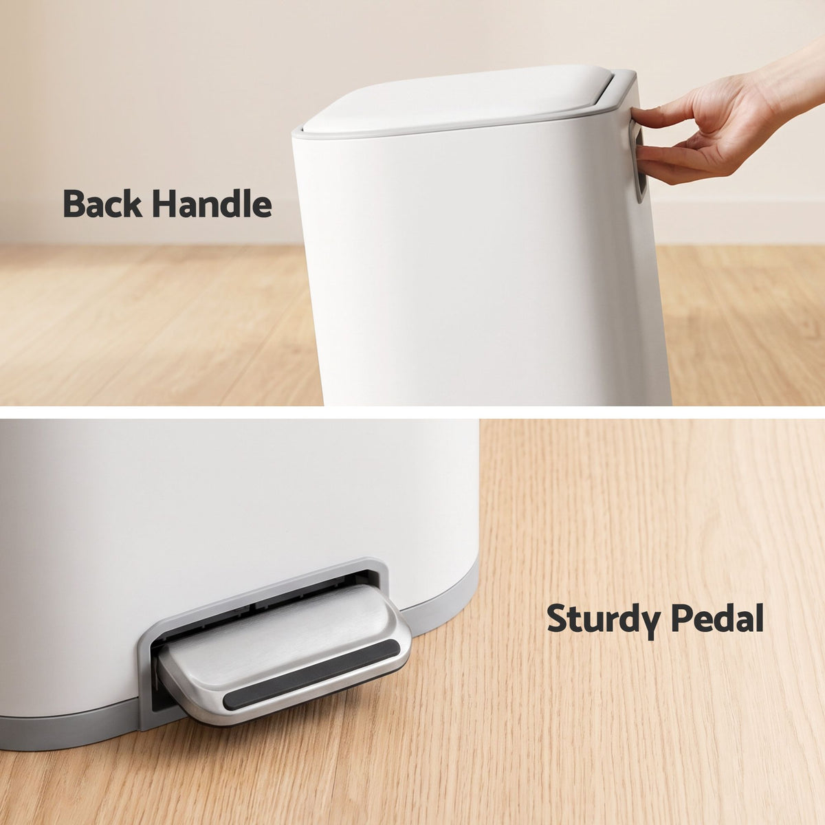 20L Steel Pedal Trash Bin with Soft Close Lid - White