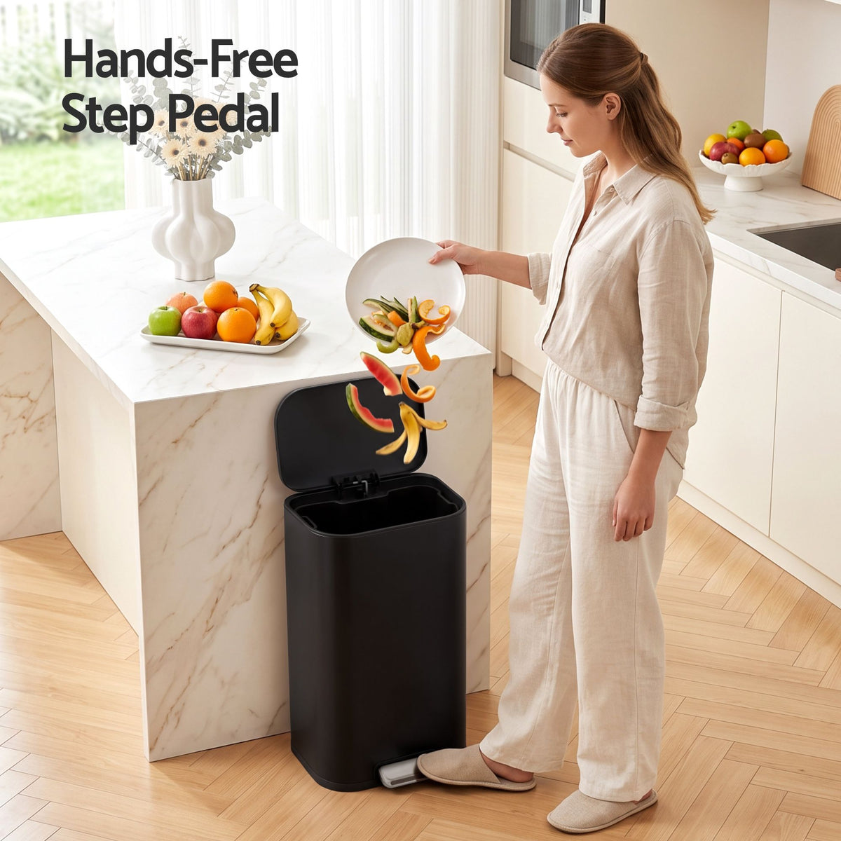 30L Pedal Rubbish Bin with Soft Close Lid - Black