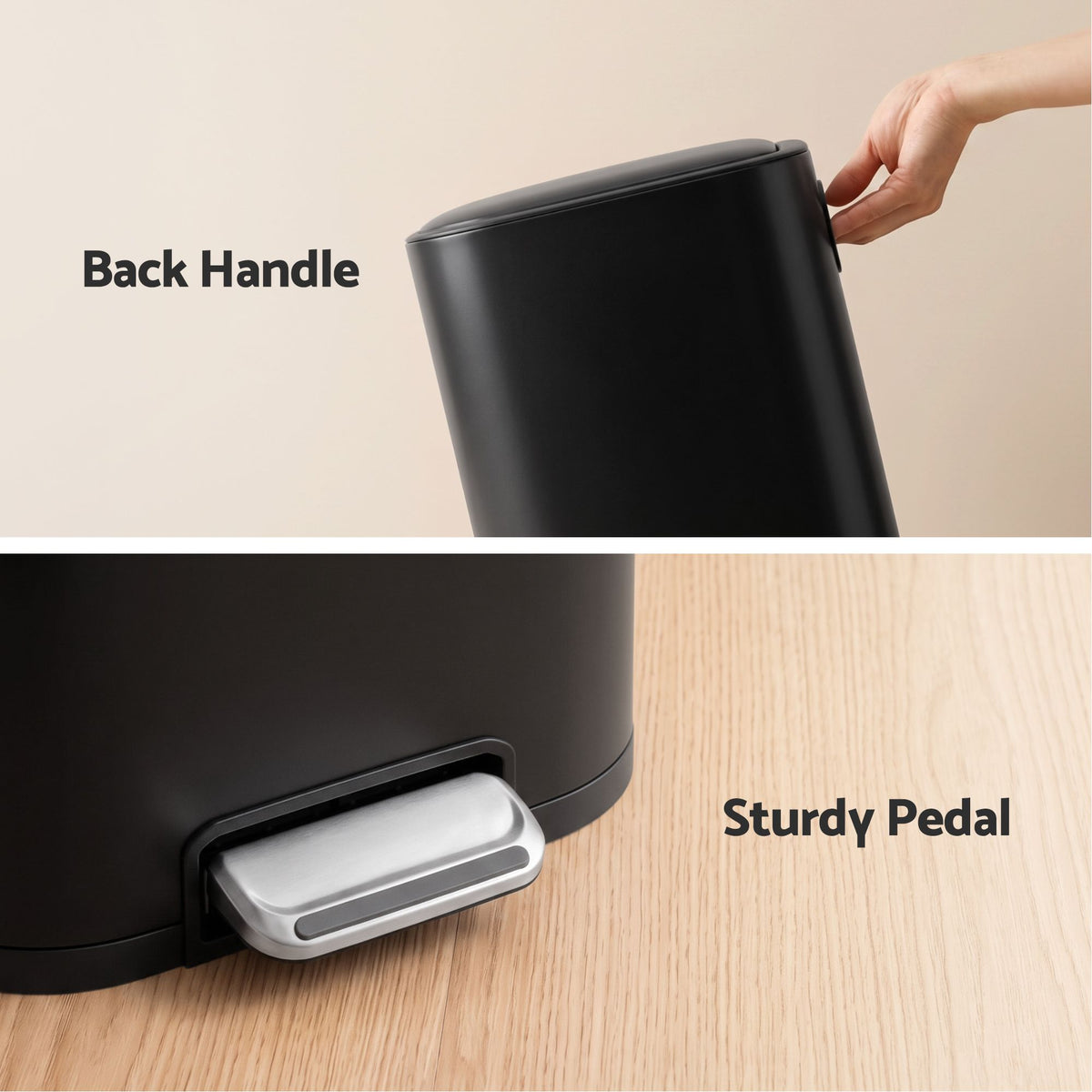 30L Pedal Rubbish Bin with Soft Close Lid - Black