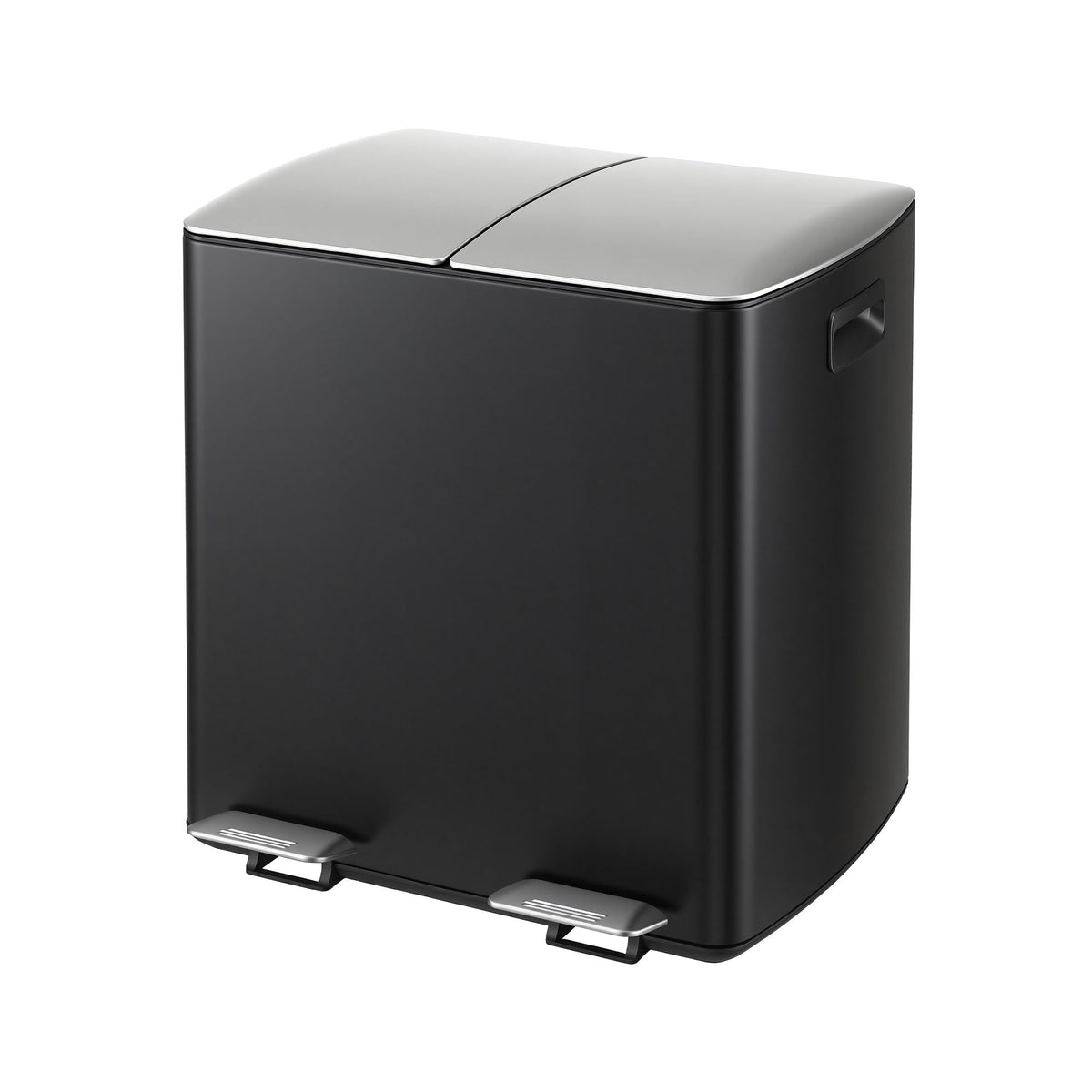Pedal Bin Dual Compartment 40L Waste Recycle Dustbin - Black