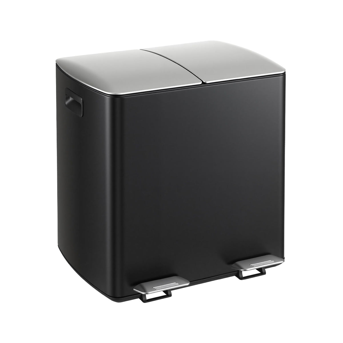 Pedal Bin Dual Compartment 40L Waste Recycle Dustbin - Black