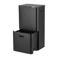 63L 3-Compartment Carbon Steel Split Door Rubbish Bin - Black