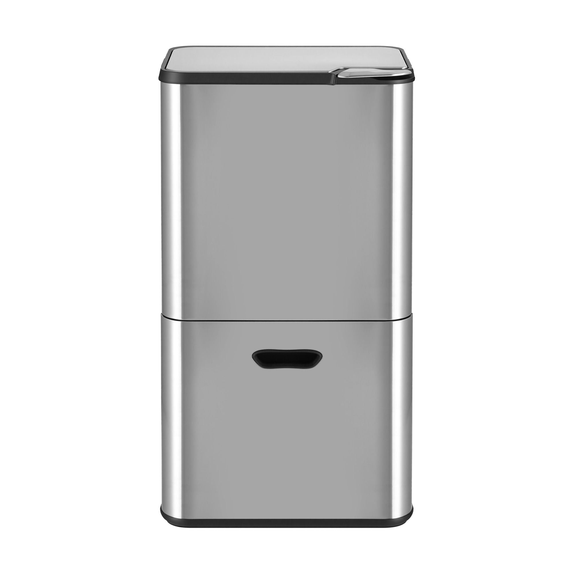 63L 3-Compartment Stainless Steel Split Door Rubbish Bin - Silver