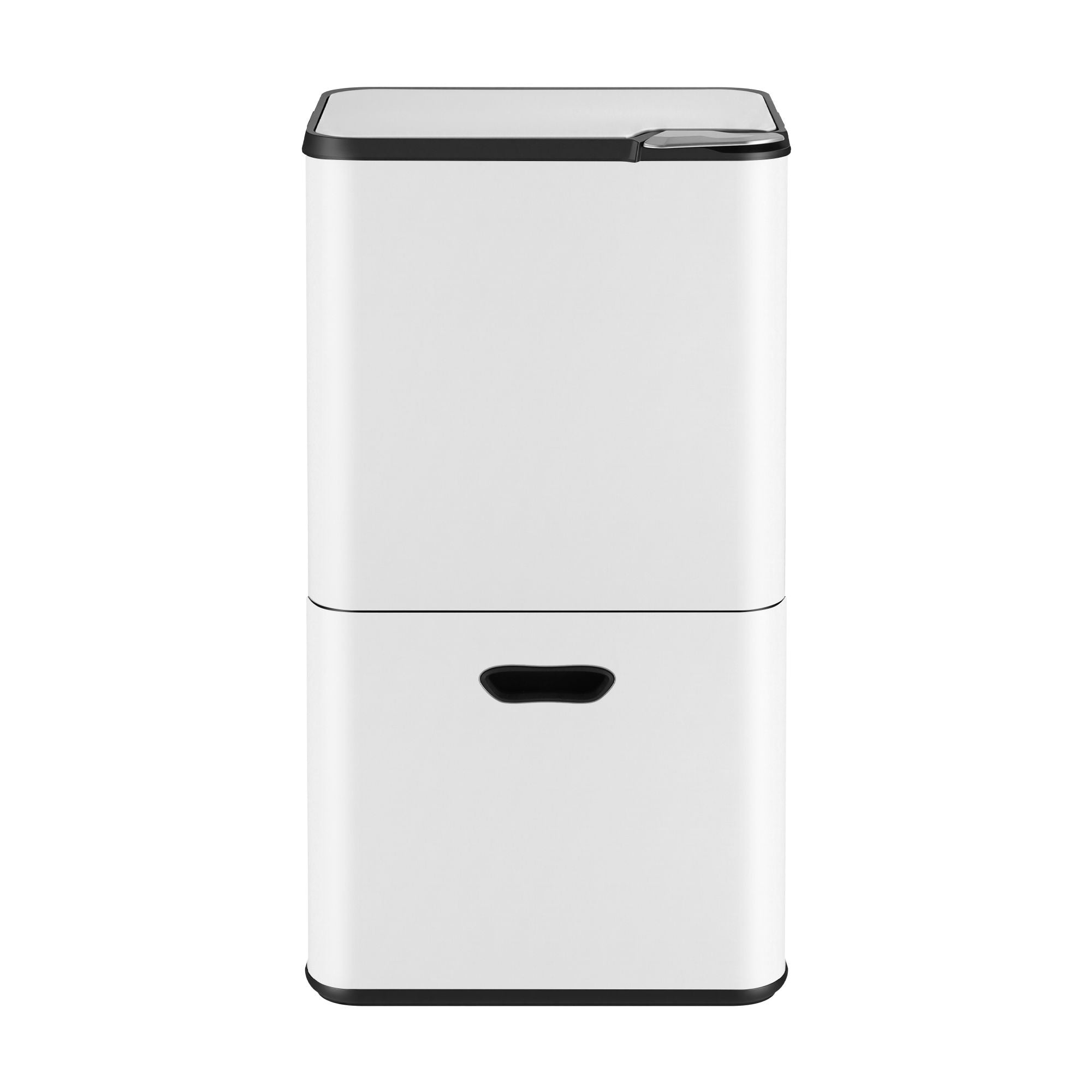 63L 3-Compartment Carbon Steel Rubbish Bin with Split Door - White