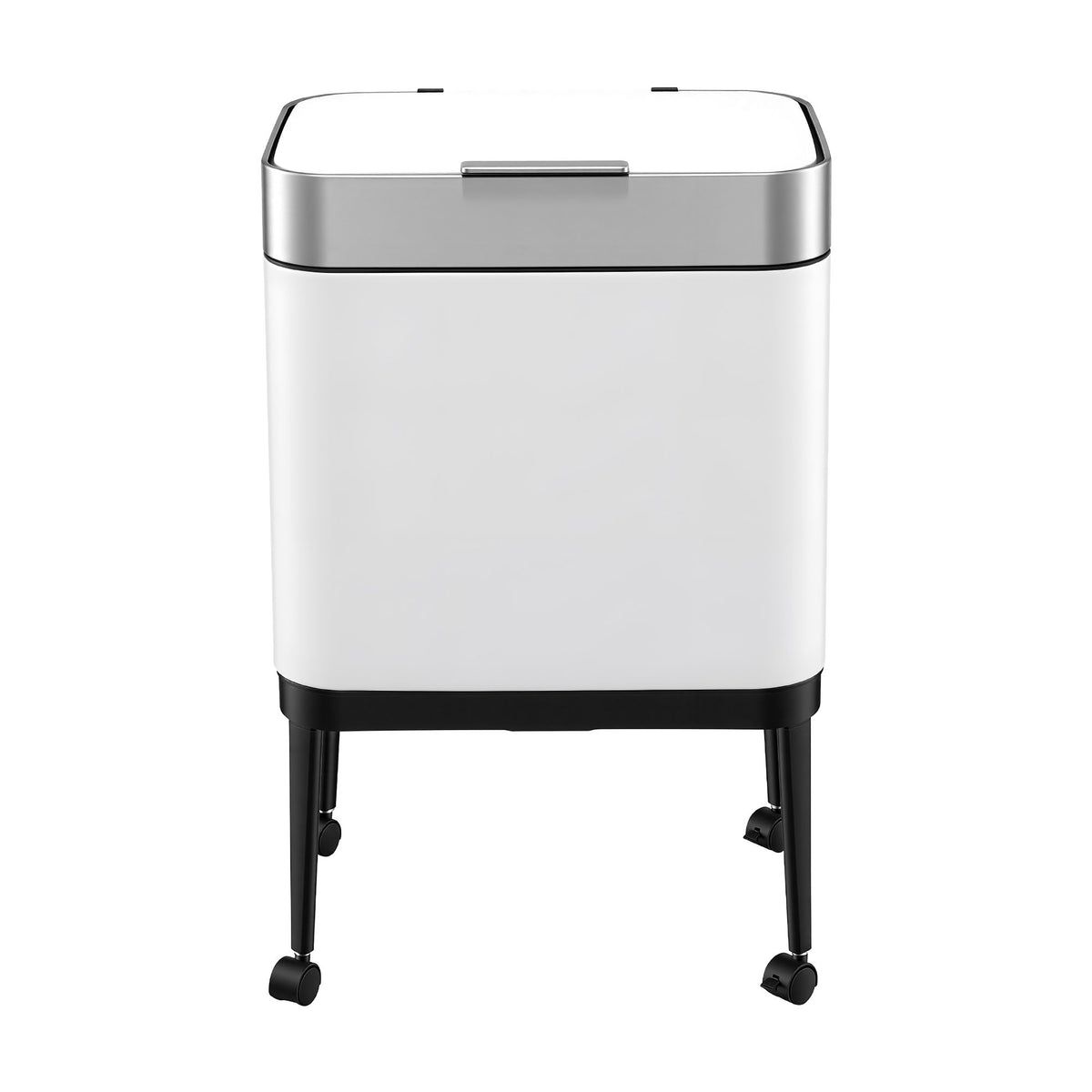 40L Press Top Mobile Kitchen Trash Can Stainless Steel - White