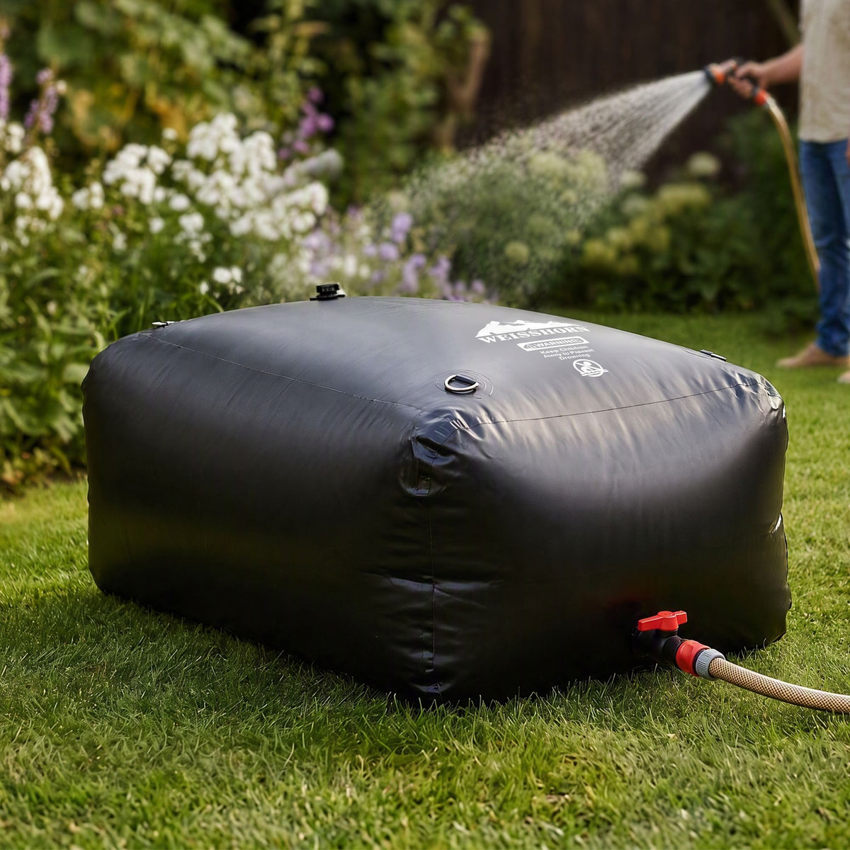 1000L Portable Water Bladder Storage Tank for Camping Outdoor Use - Black