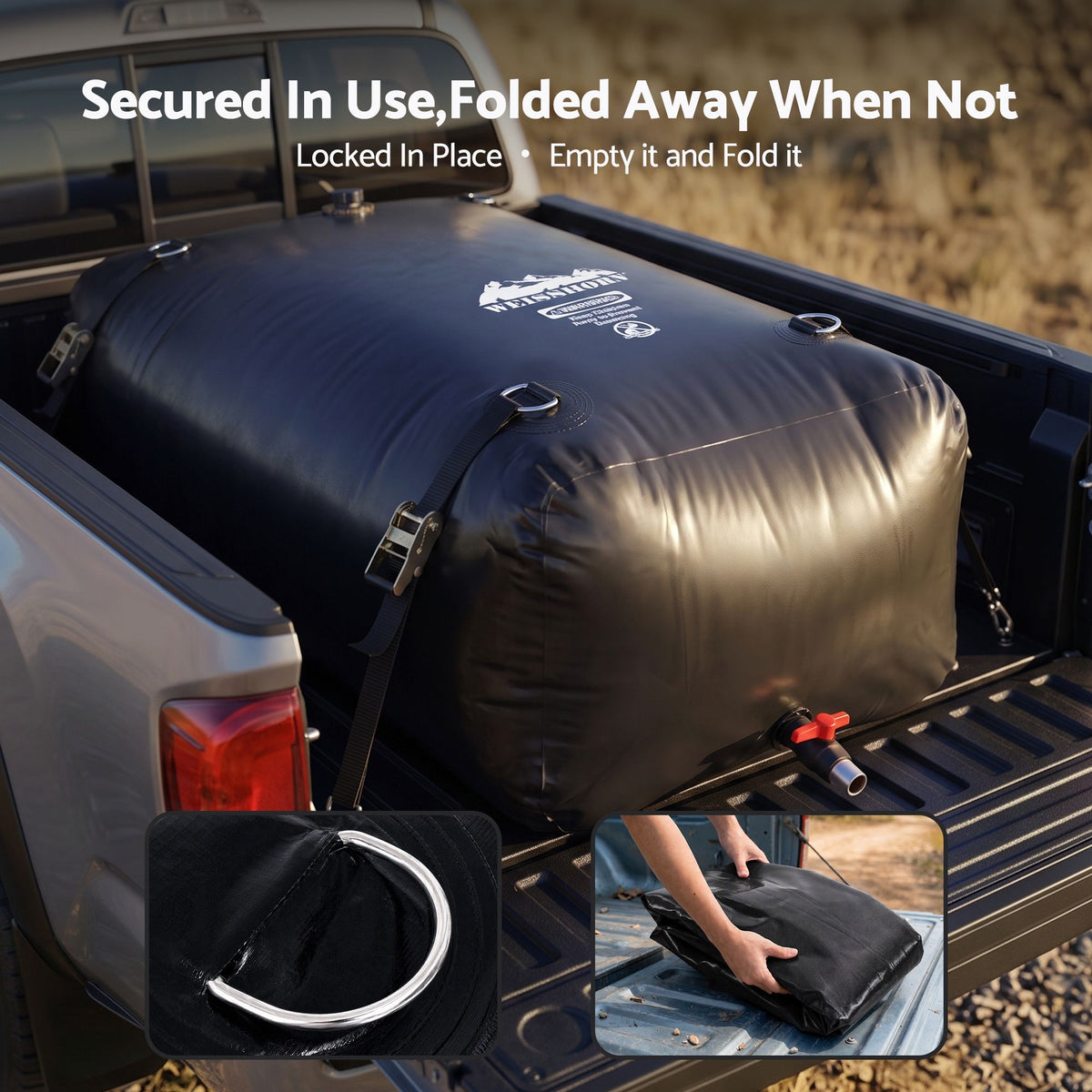 1000L Portable Water Bladder Storage Tank for Camping Outdoor Use - Black