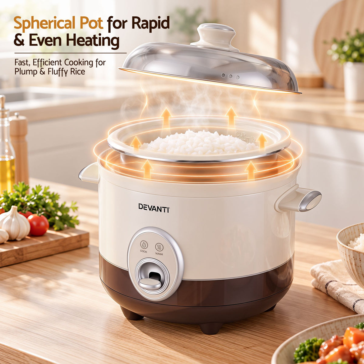 3L Multi Cooker with Steamer and 6 Cup Rice Capacity