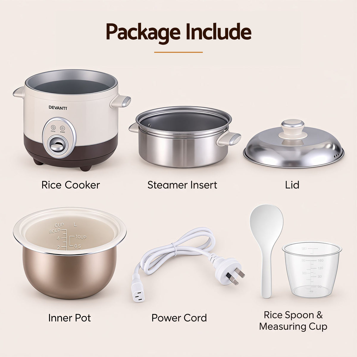 3L Multi Cooker with Steamer and 6 Cup Rice Capacity