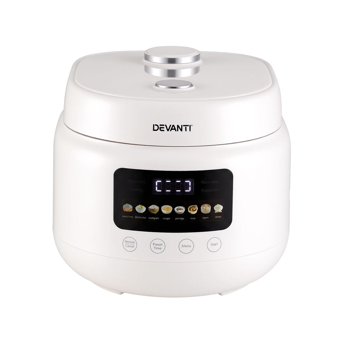 3L 6-Cup 8-in-1 Multi Rice Cooker with 24H Preset - Off-White