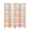 4 Panel Folding Room Divider Privacy Screen Wooden Partition 170cm - Natural