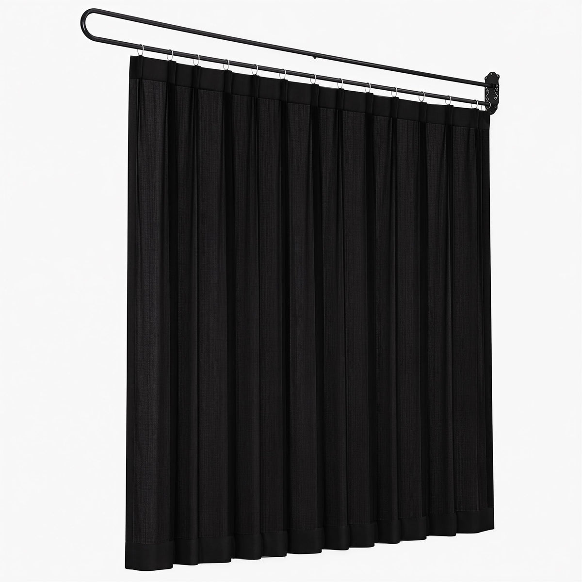 Room Divider Wall Mounted Hanging Curtain Partition Screen 200x220cm - Black