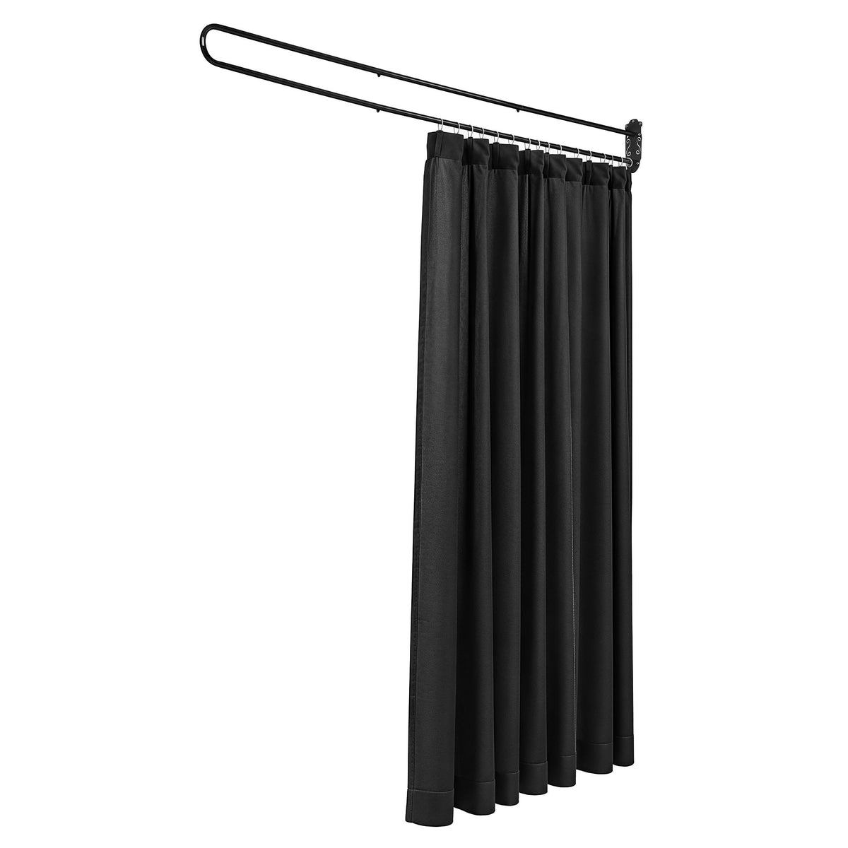 Room Divider Wall Mounted Hanging Curtain Partition Screen 200x220cm - Black