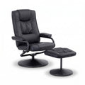 Recliner with Ottoman 360-Degree Swivel Recliner Chair and Ottoman Set PU Leather Black