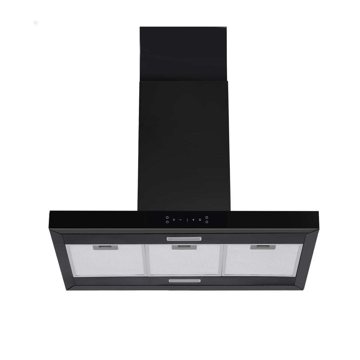 90cm Island Ceiling-Mounted Rangehood with 3-Speed Touch Control and LED - Black