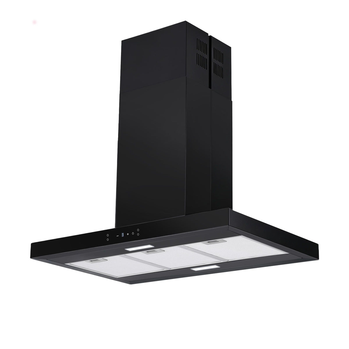 90cm Island Ceiling-Mounted Rangehood with 3-Speed Touch Control and LED - Black
