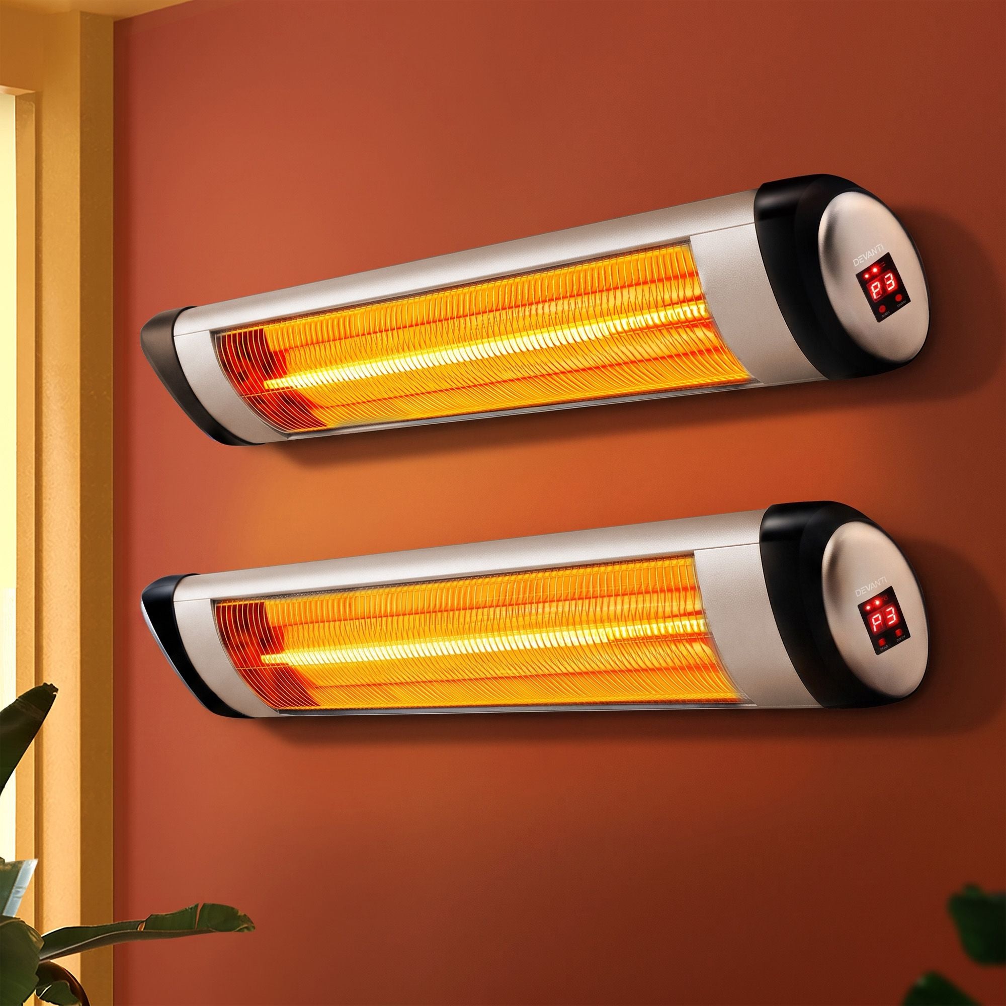 2PCS Electric Radiant Strip Heater Outdoor Indoor Patio Infrared Heaters 2000W
