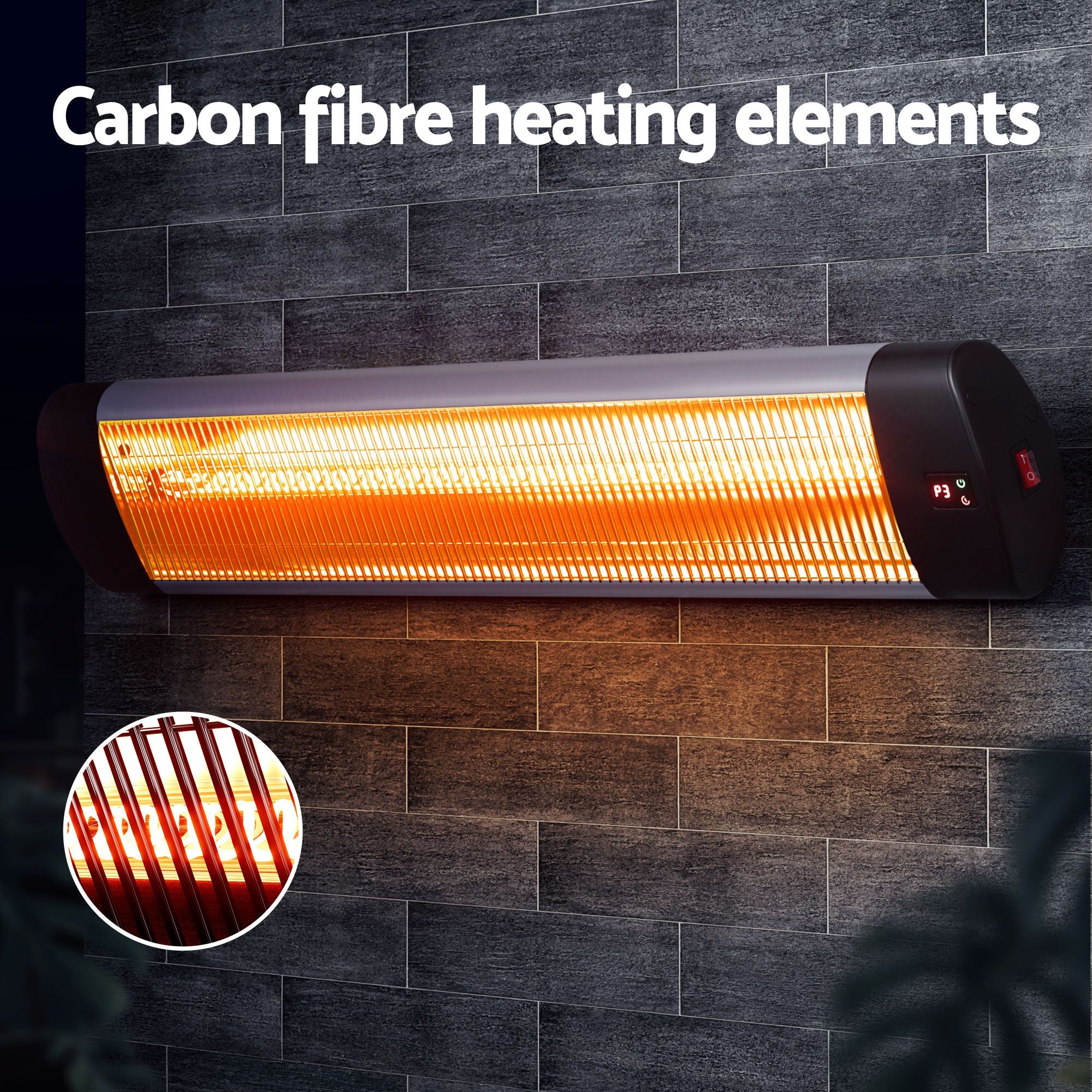 2PCS Electric Radiant Strip Heater Outdoor Indoor Patio Infrared Heaters 3000W