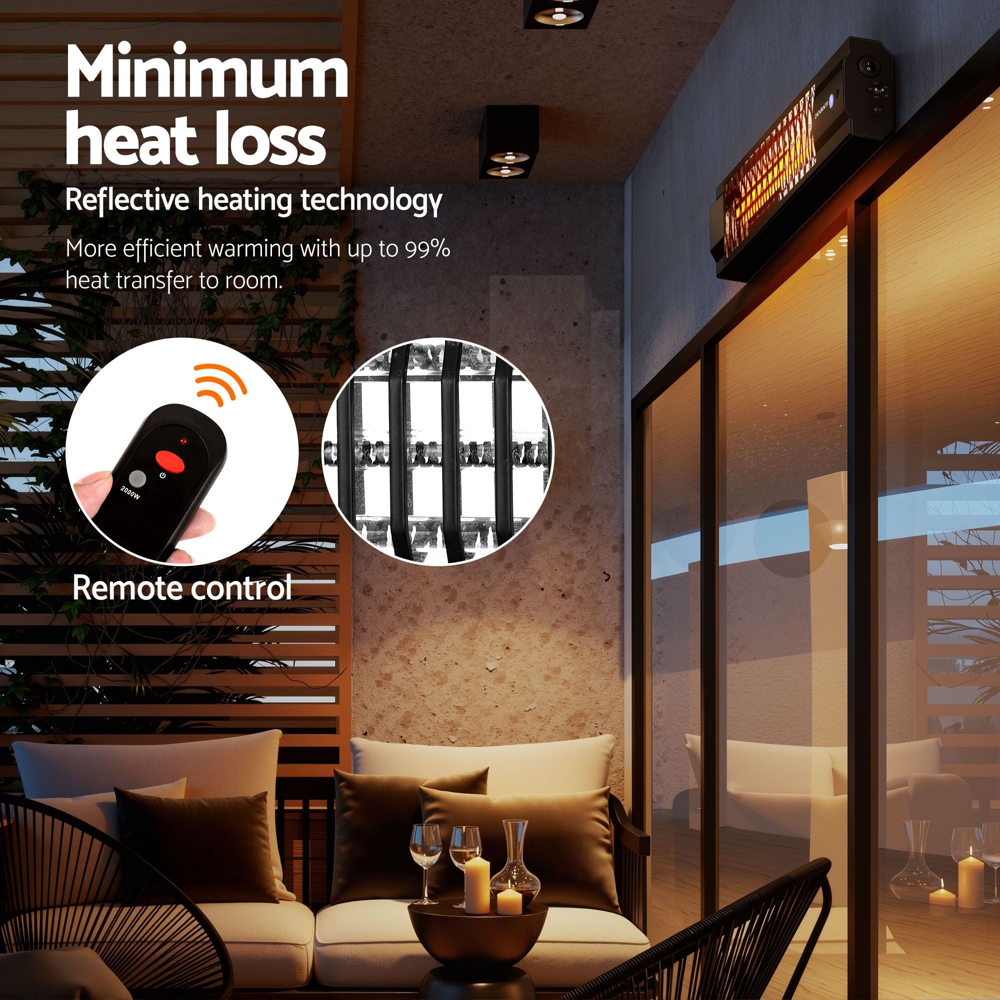 2PCS Electric Strip Heater Radiant Infrared Heaters 2000W