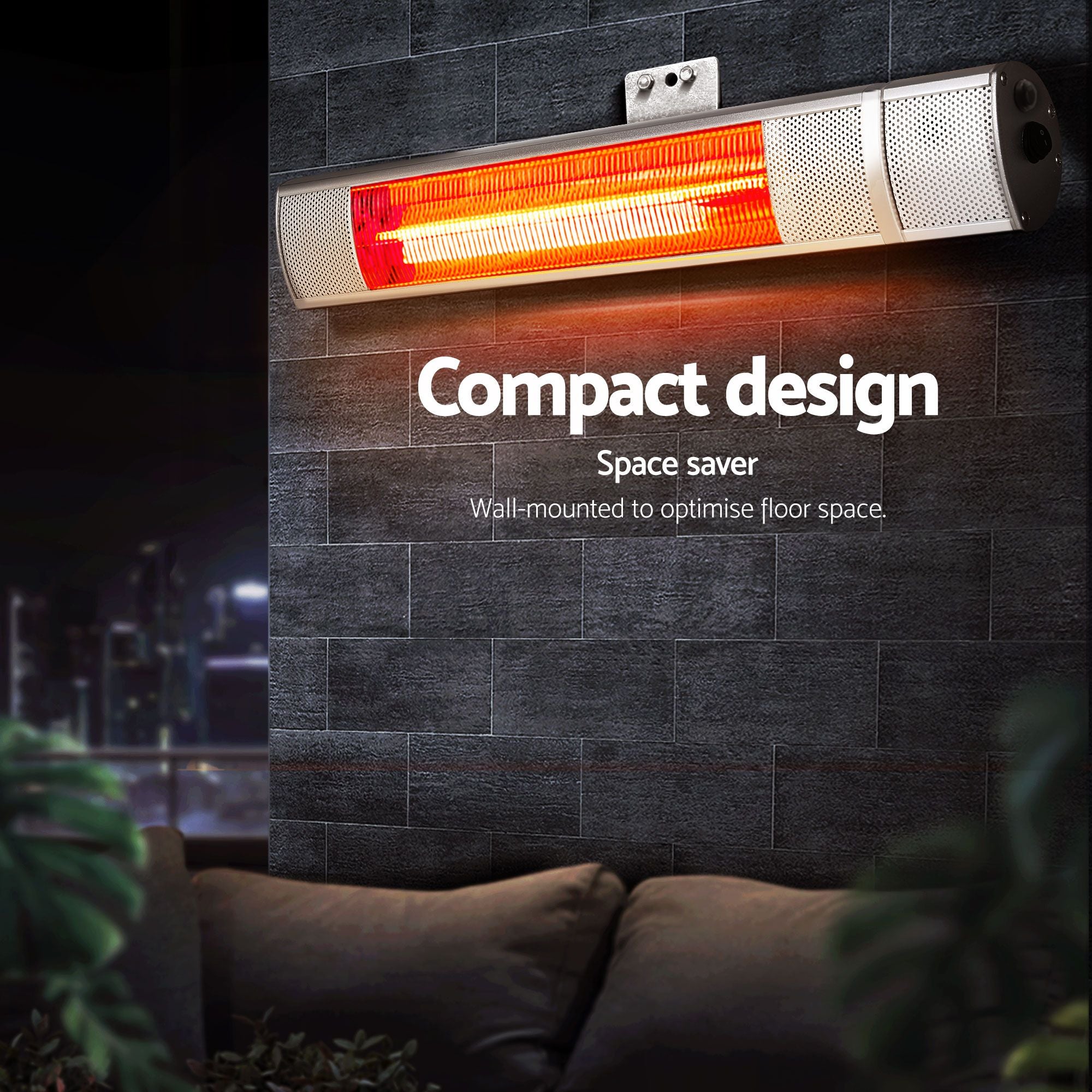2PCS Electric Strip Heater Radiant Infrared Heaters Remote Control 2000W