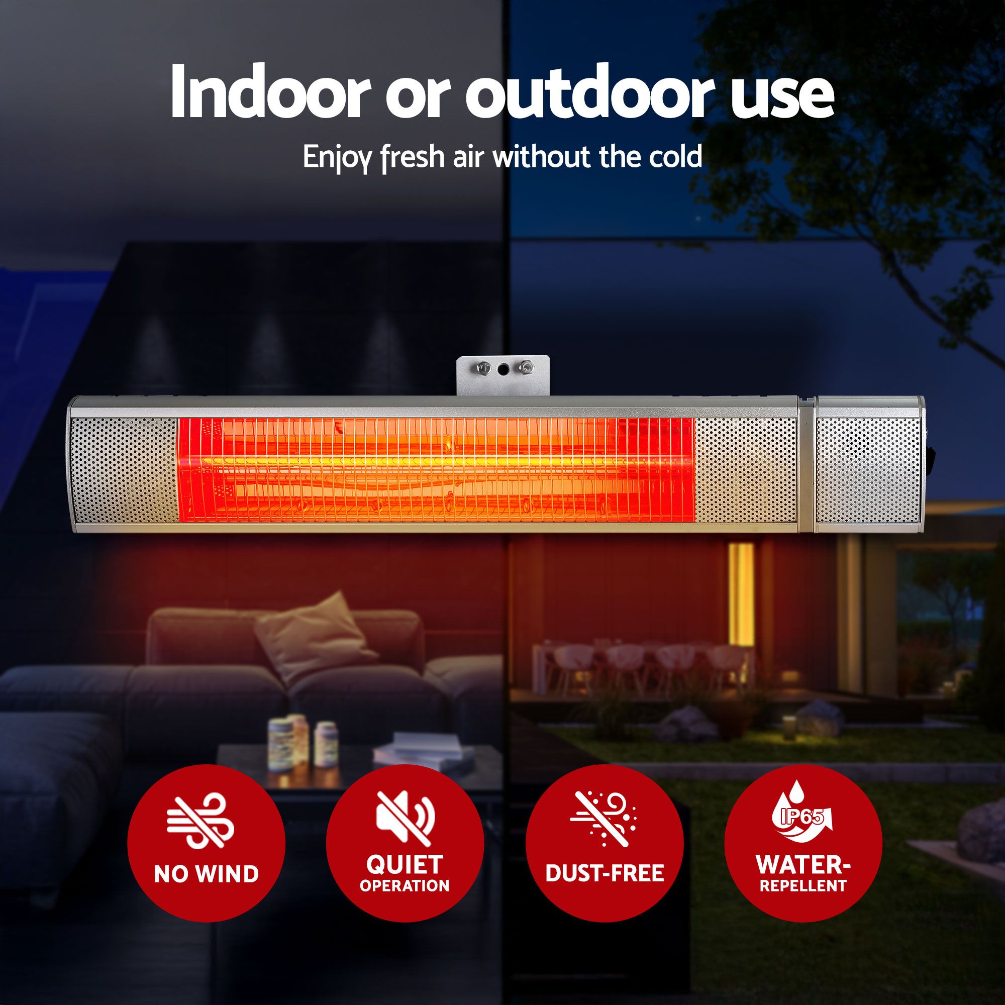 2PCS Electric Strip Heater Radiant Infrared Heaters Remote Control 2000W