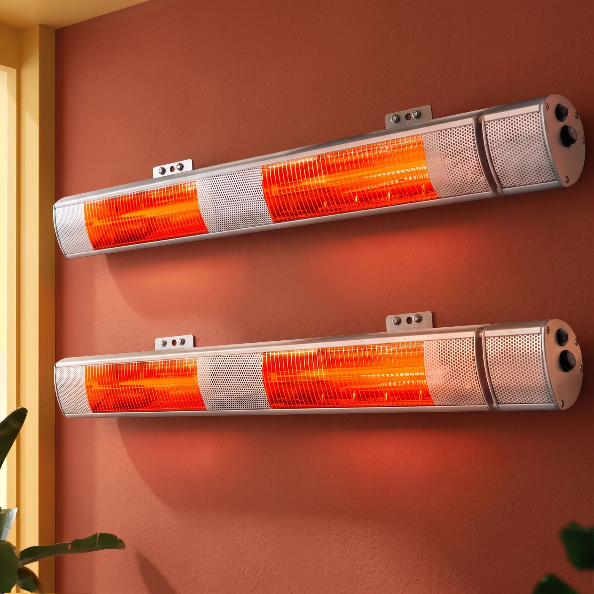 2PCS Electric Strip Heater Radiant Infrared Heaters Remote Control 3000W