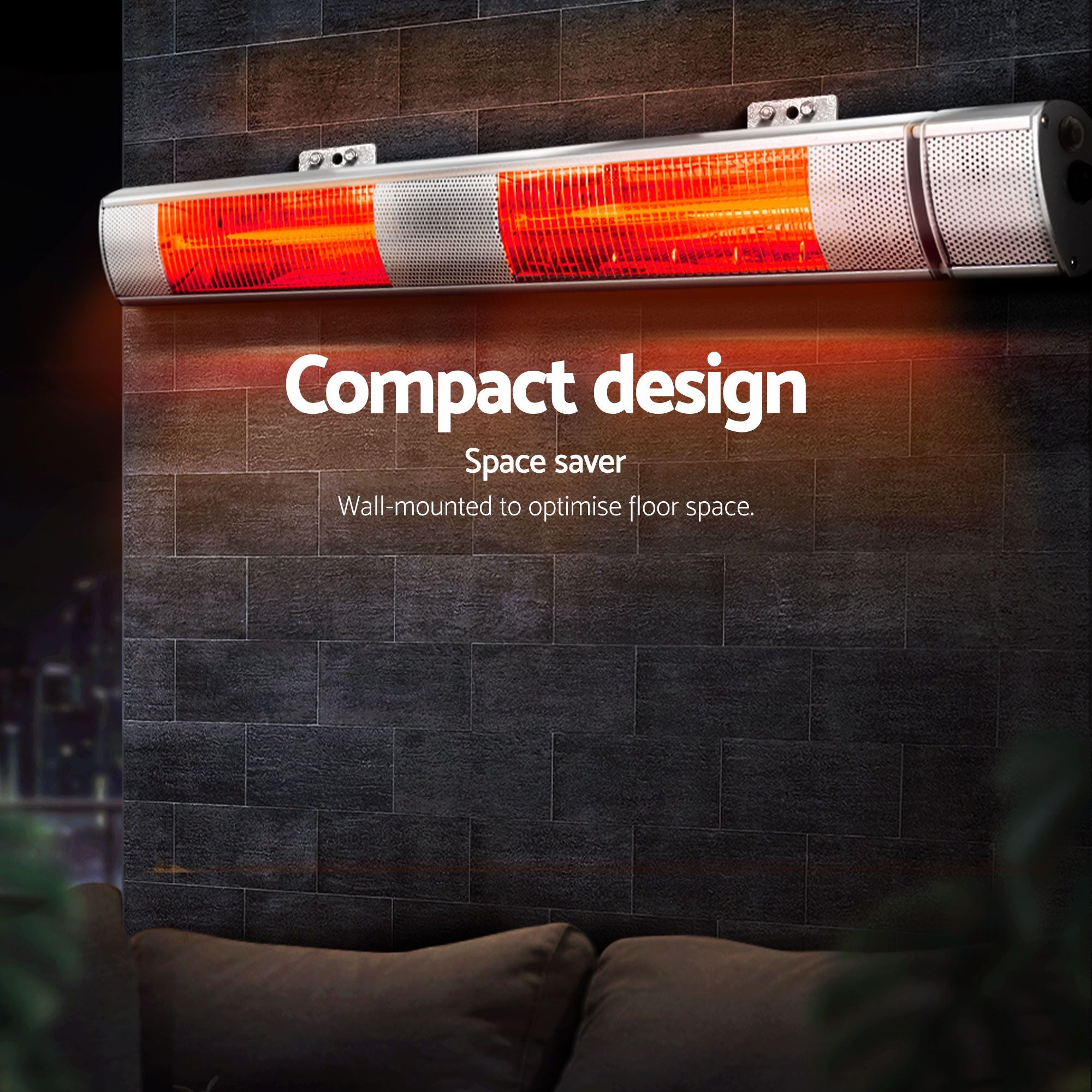 2PCS Electric Strip Heater Radiant Infrared Heaters Remote Control 3000W