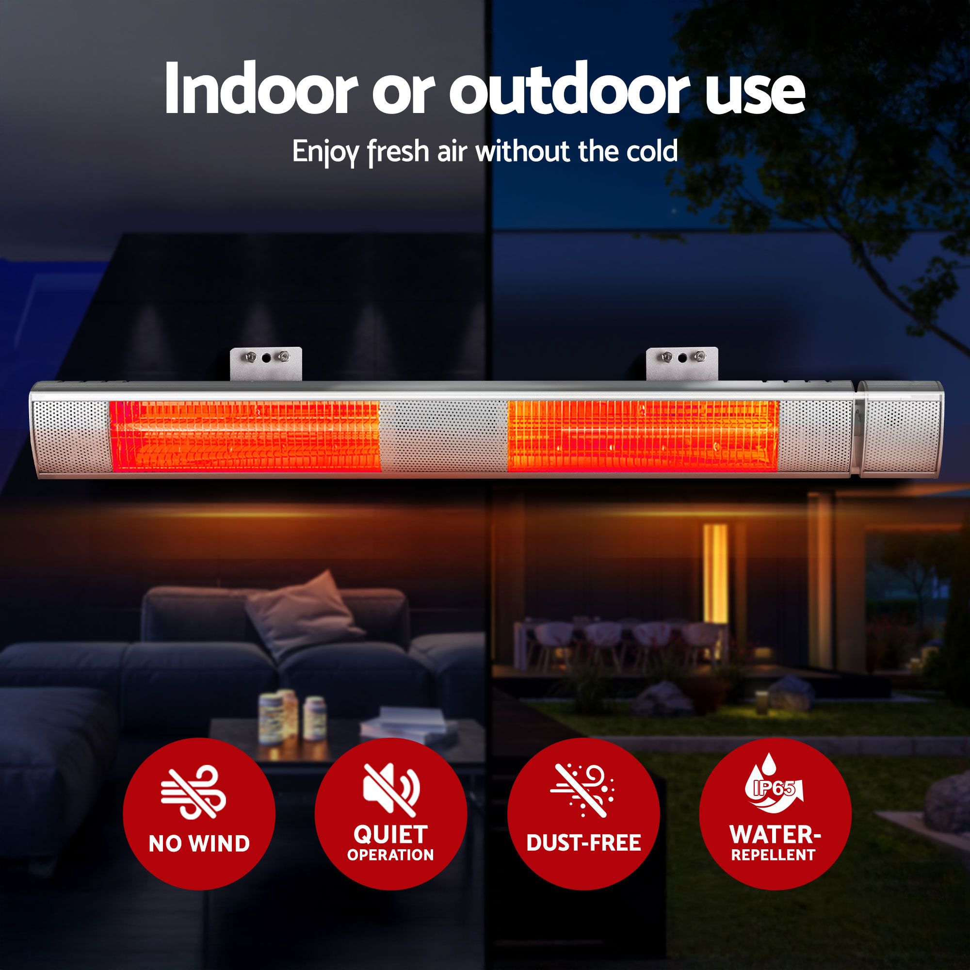 2PCS Electric Strip Heater Radiant Infrared Heaters Remote Control 3000W
