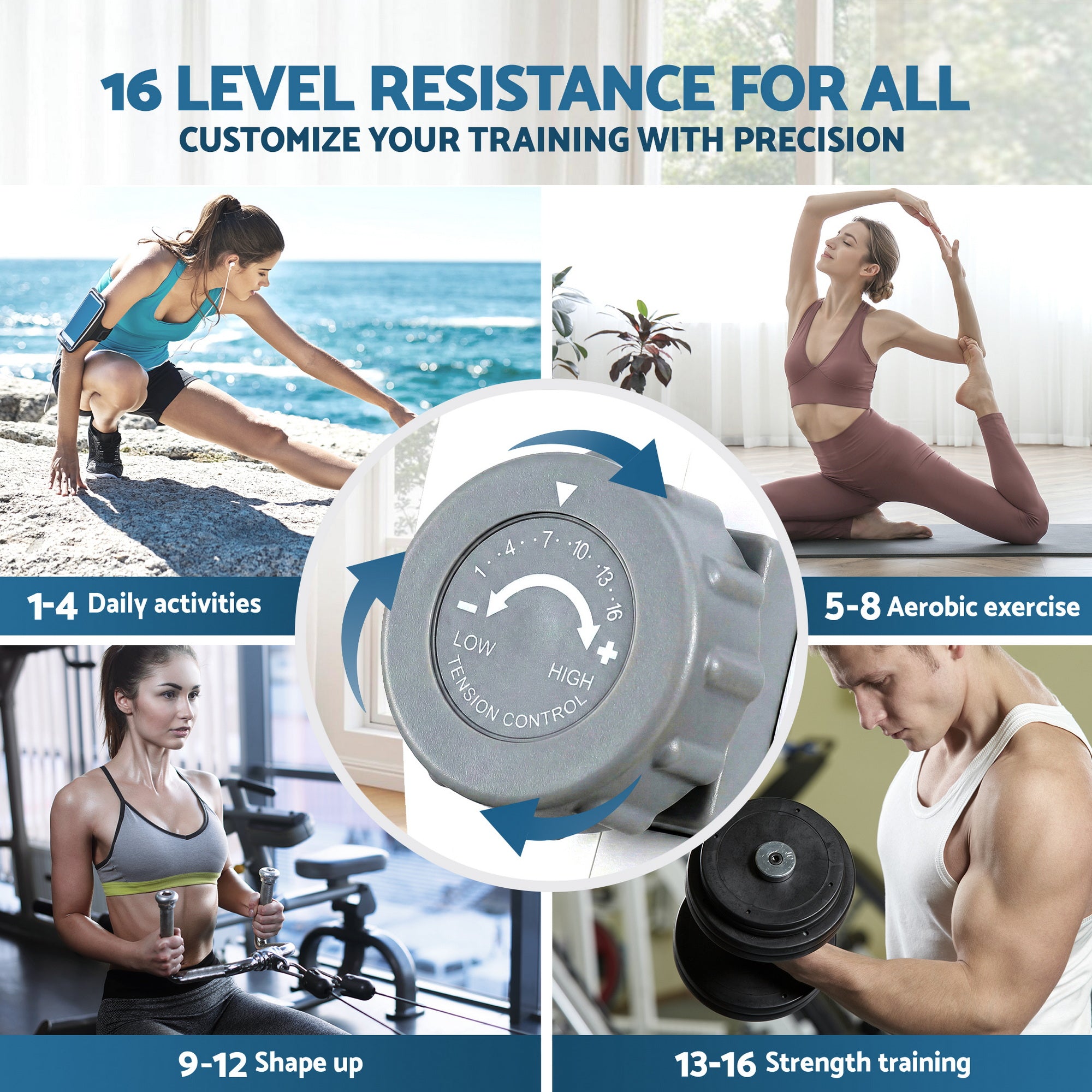 Magnetic Rowing Machine for Home with App Compatibility and Quiet Operation - White