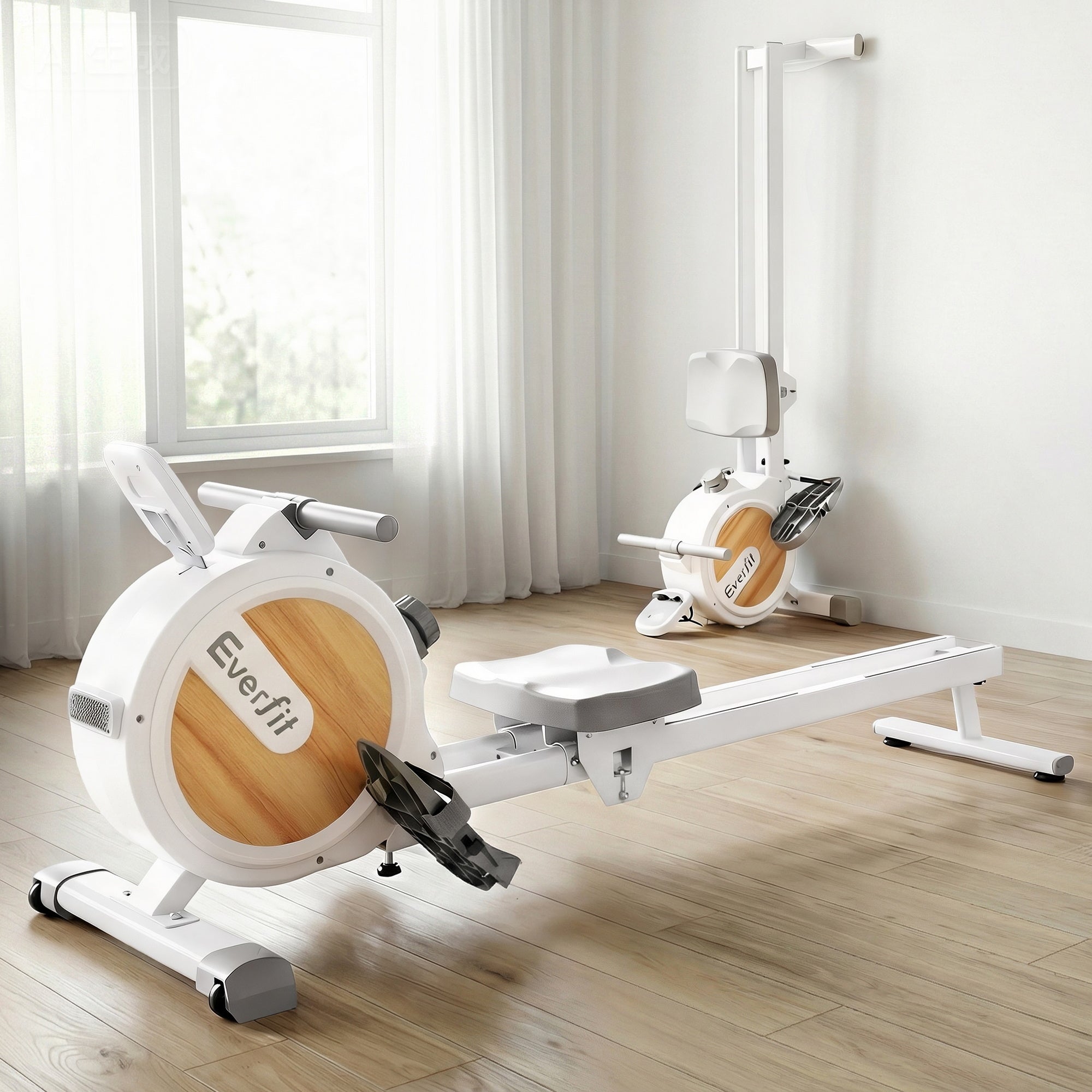 Magnetic Rowing Machine for Home with App Compatibility and Quiet Operation - White