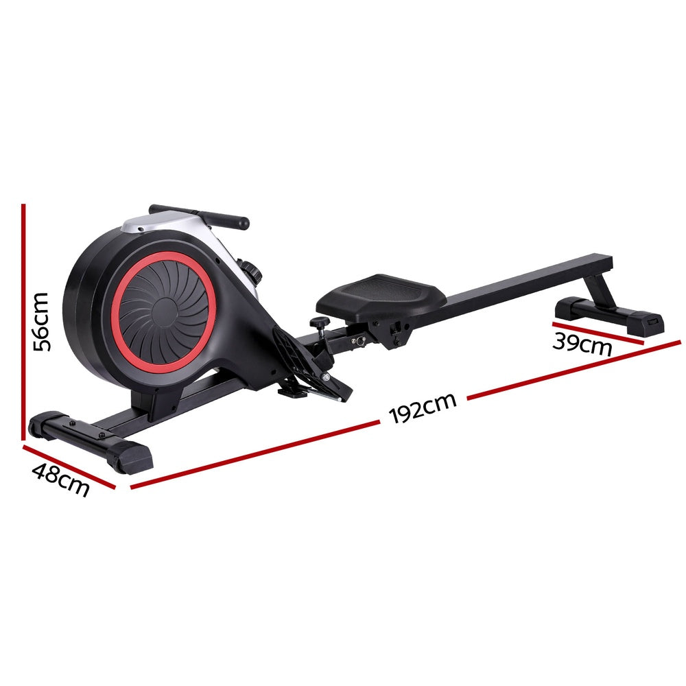 Foldable Magnetic Rowing Machine 16 Levels Resistance with LCD Console - Black