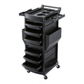Salon Trolley 2 Lockable Doors 6 Tier Trays Mobile Hair Cart Black