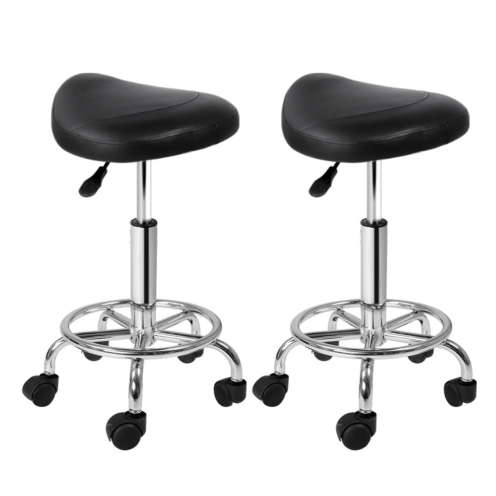 2X Saddle Salon Stool Swivel Barber Hair Dress Chair Hydraulic Lift Black