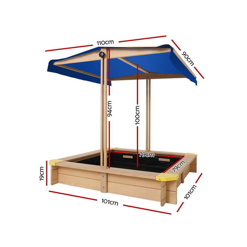 Wooden Outdoor Sand Box Set Sand Pit- Natural Wood