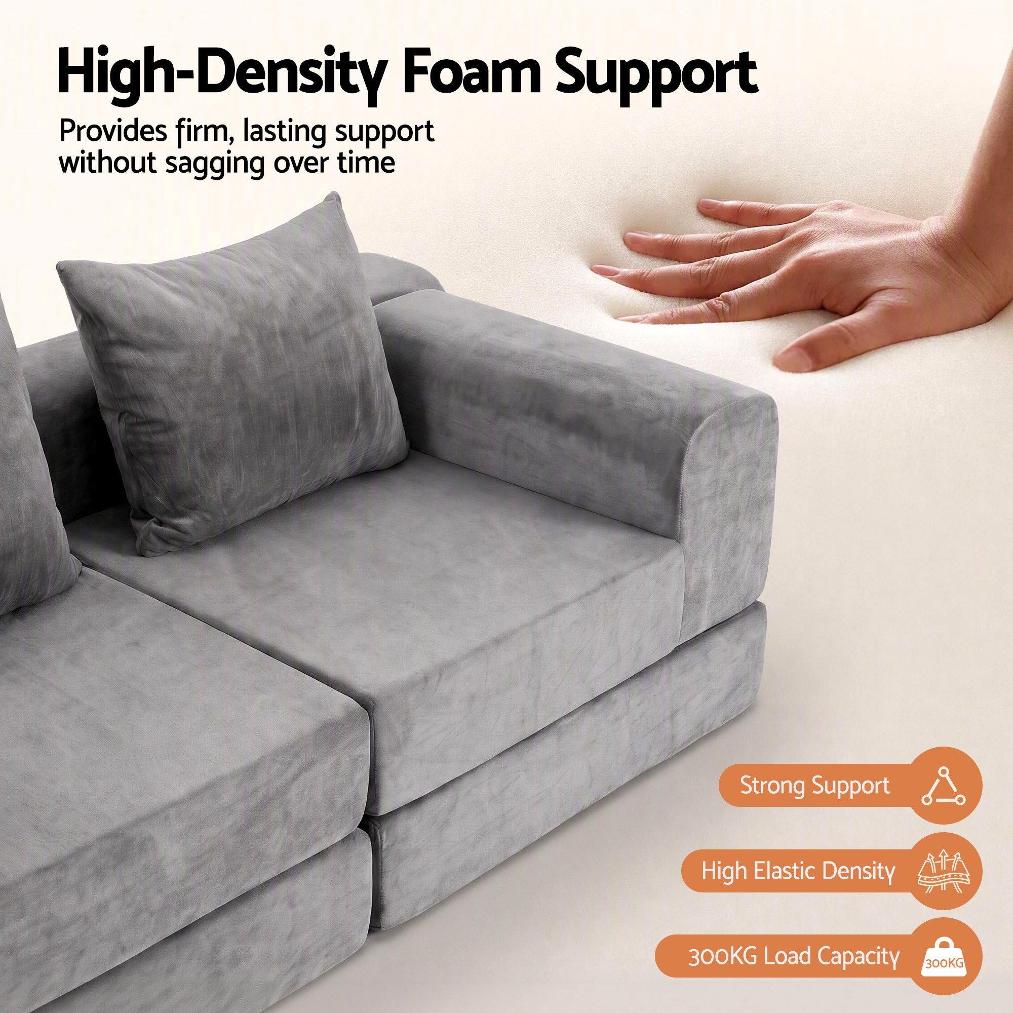 5-in-1 Convertible Sofa Bed Floor Mattress Modular Boneless Curved Couch
