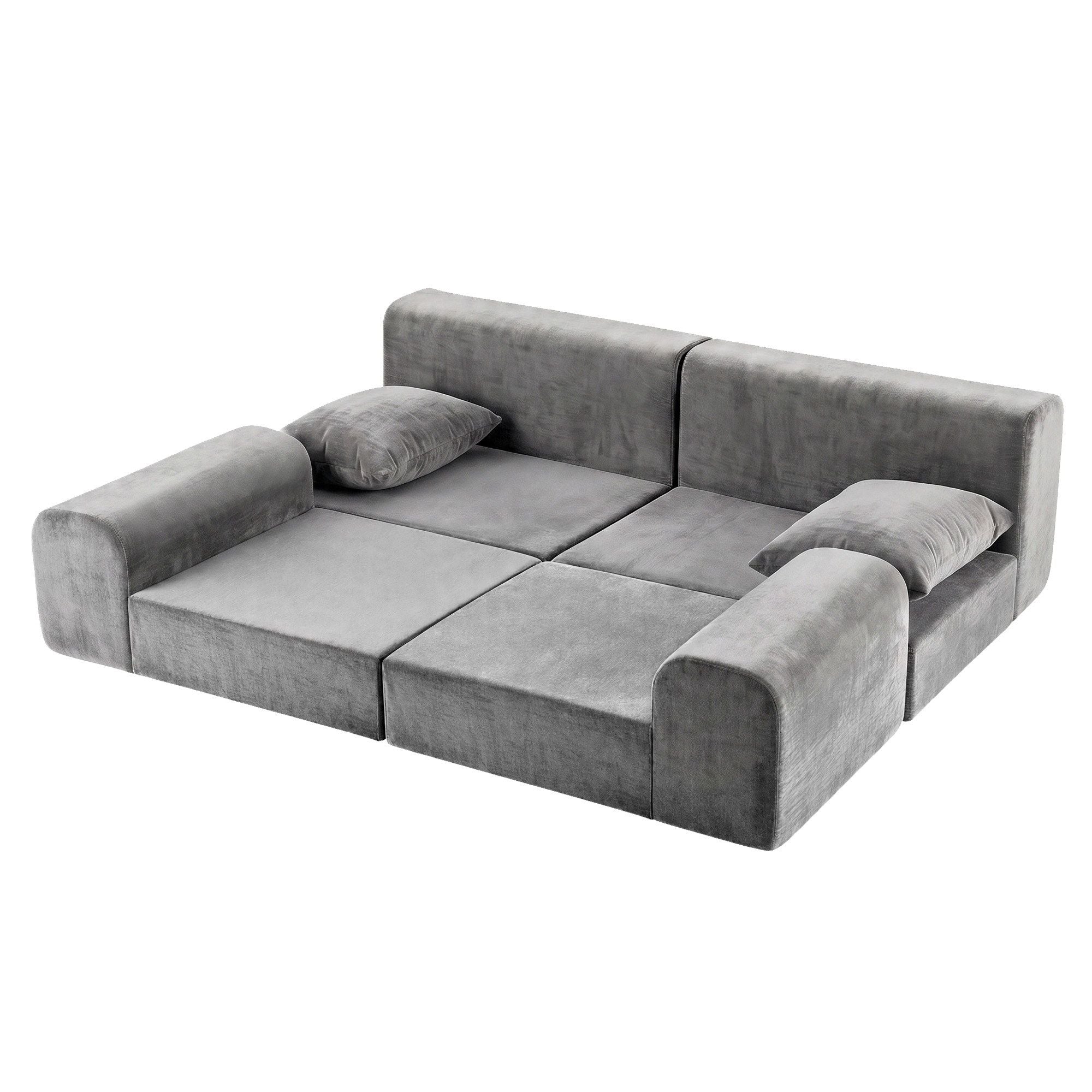 5-in-1 Convertible Sofa Bed Floor Mattress Modular Boneless Curved Couch