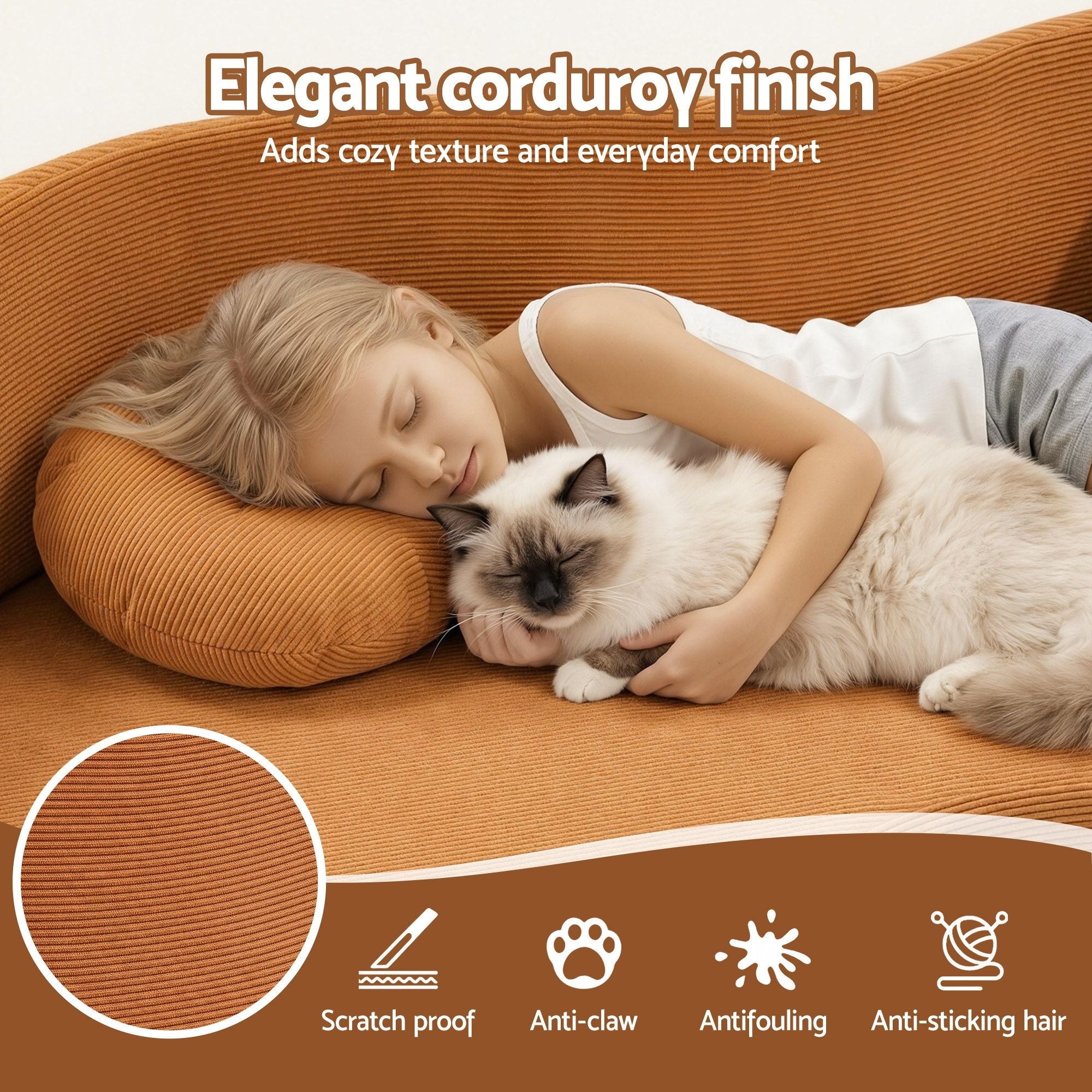 Folding Sofa Bed Floor Couch 2-in-1 Convertible Futon Loveseat Orange