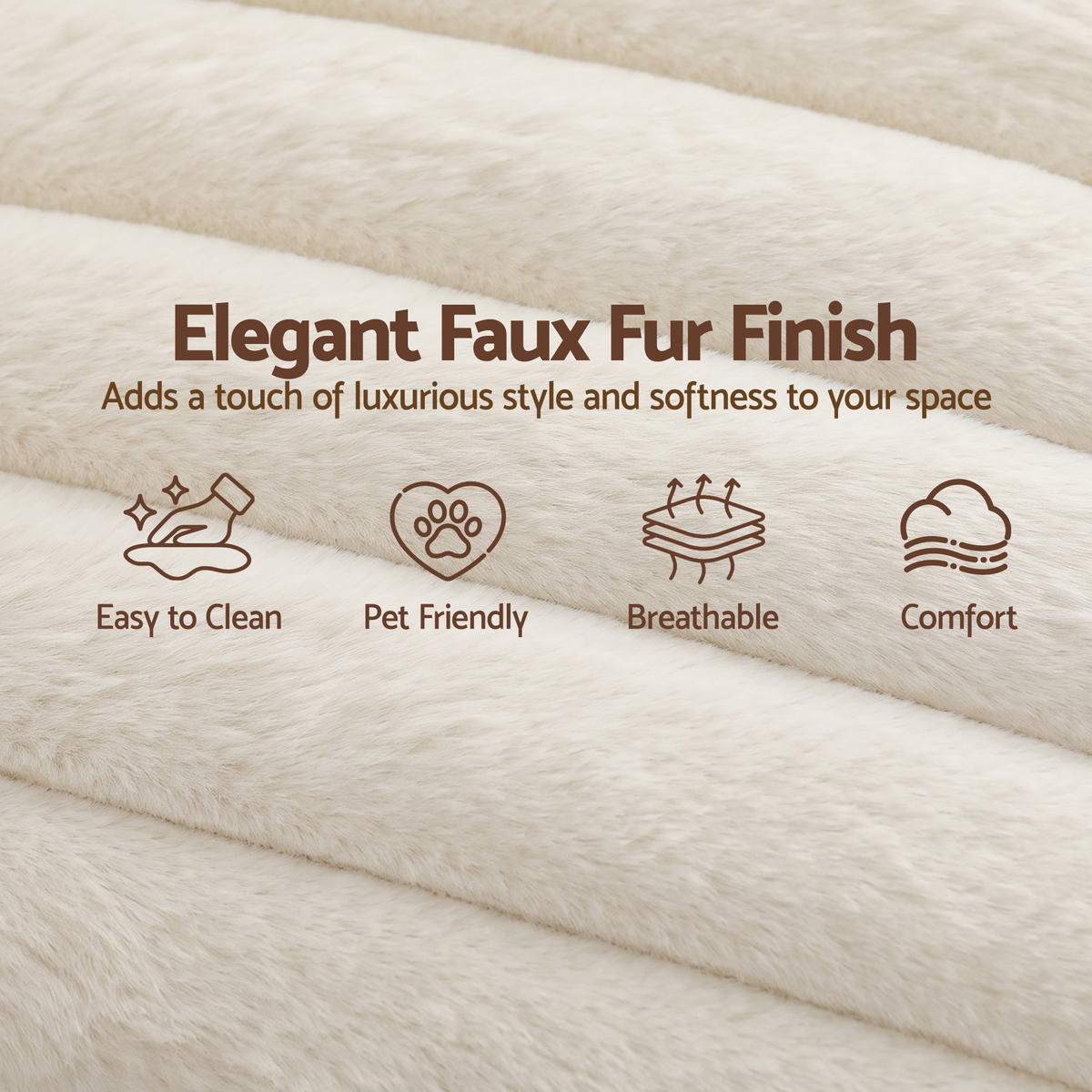 Double Chaise Lounge Modular 2-Seater Sofa with Faux Fur Fabric and Cup Holders - Beige
