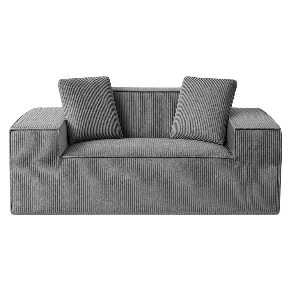 2 Seater Loveseat Sofa Bed Couch with Corduroy Fabric - Grey