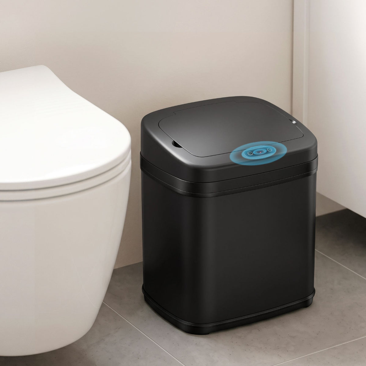 15L Motion Sensor Touchless Bin with Soft-Close Lid - Black