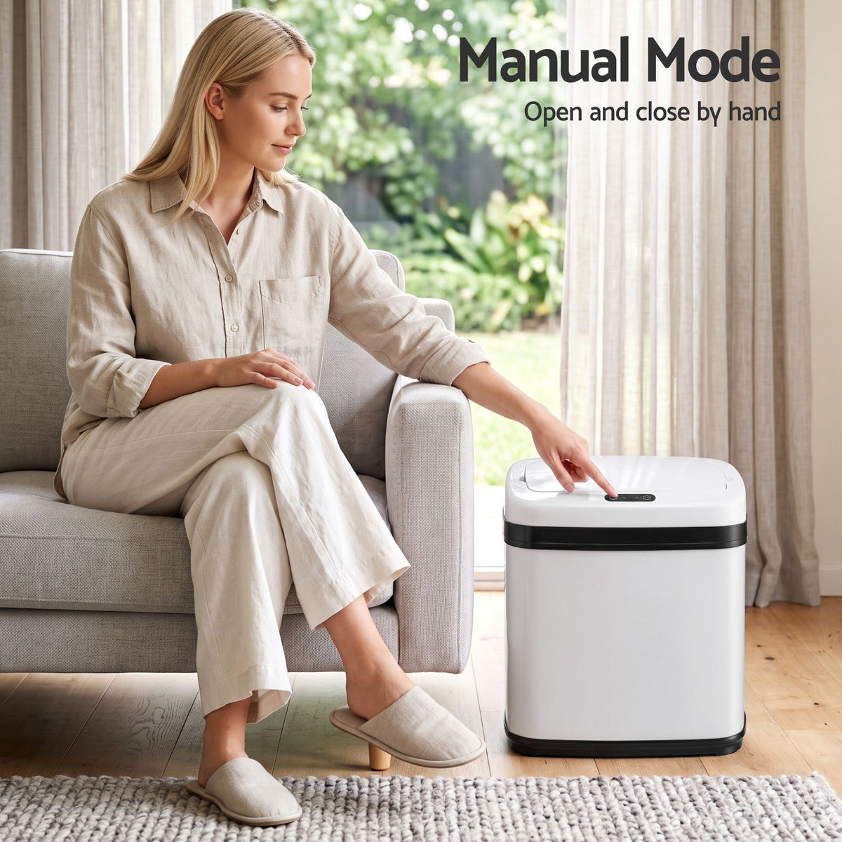 15L Motion Sensor Touchless Bin with Soft-Close Lid - White